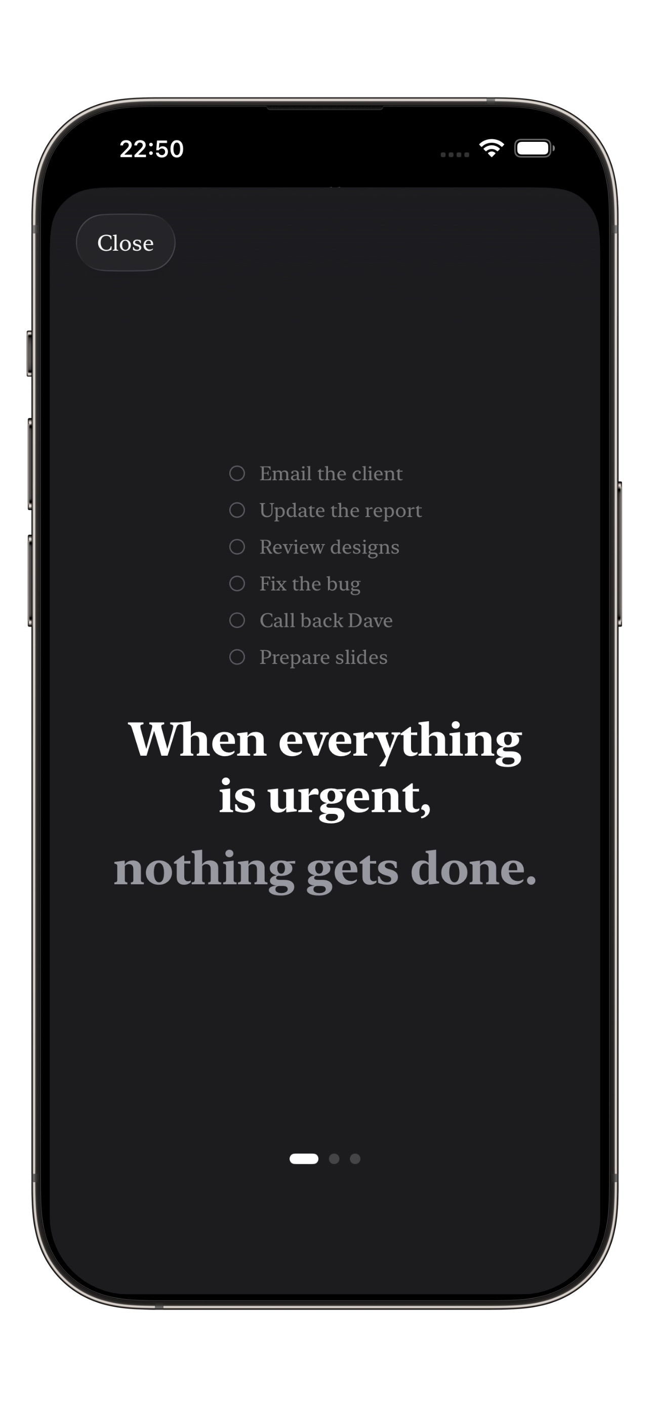 Captura de ecrã 1 da app Top3Tasks - Focus your time