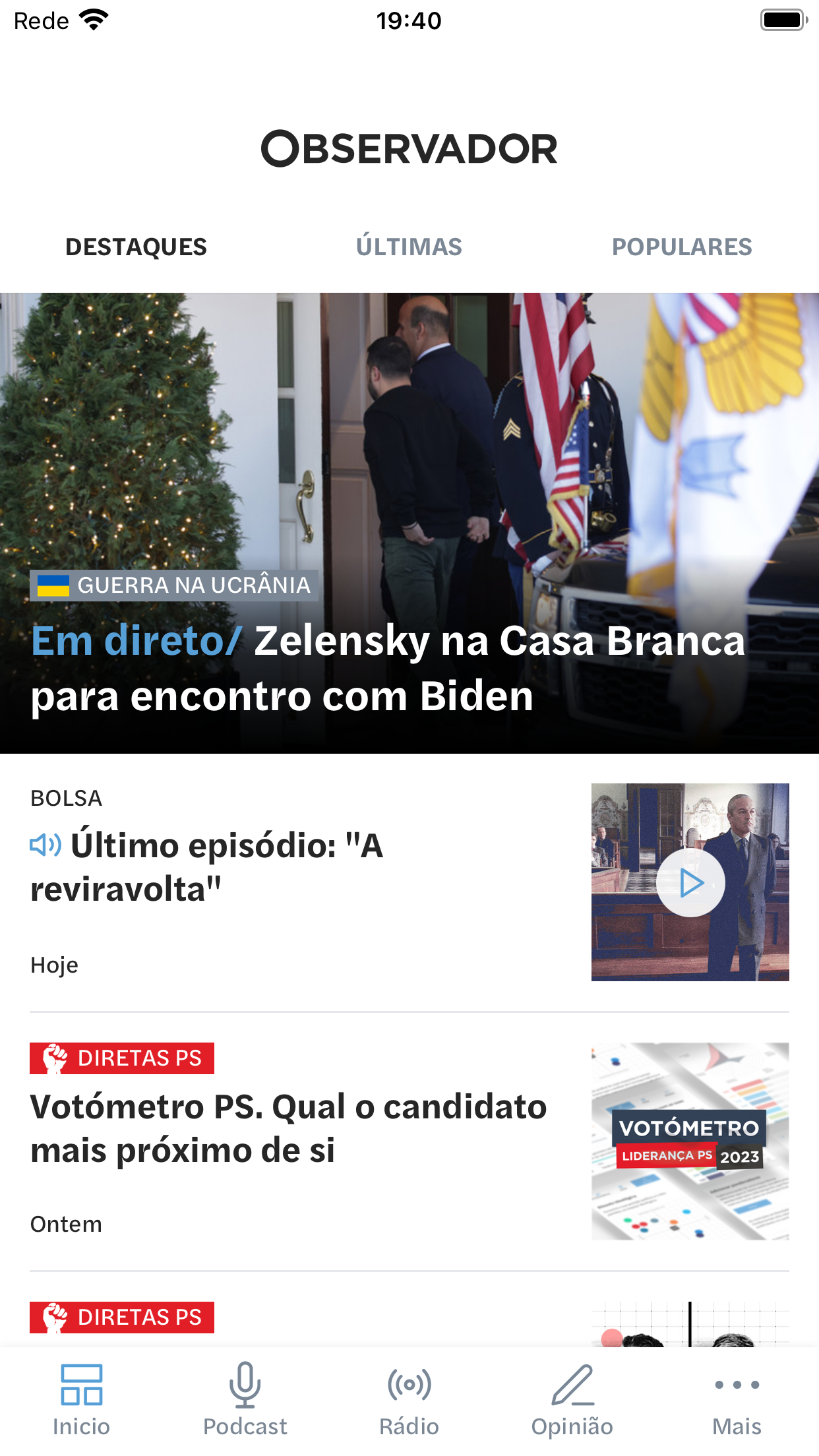 Captura de ecrã 1 da app Observador