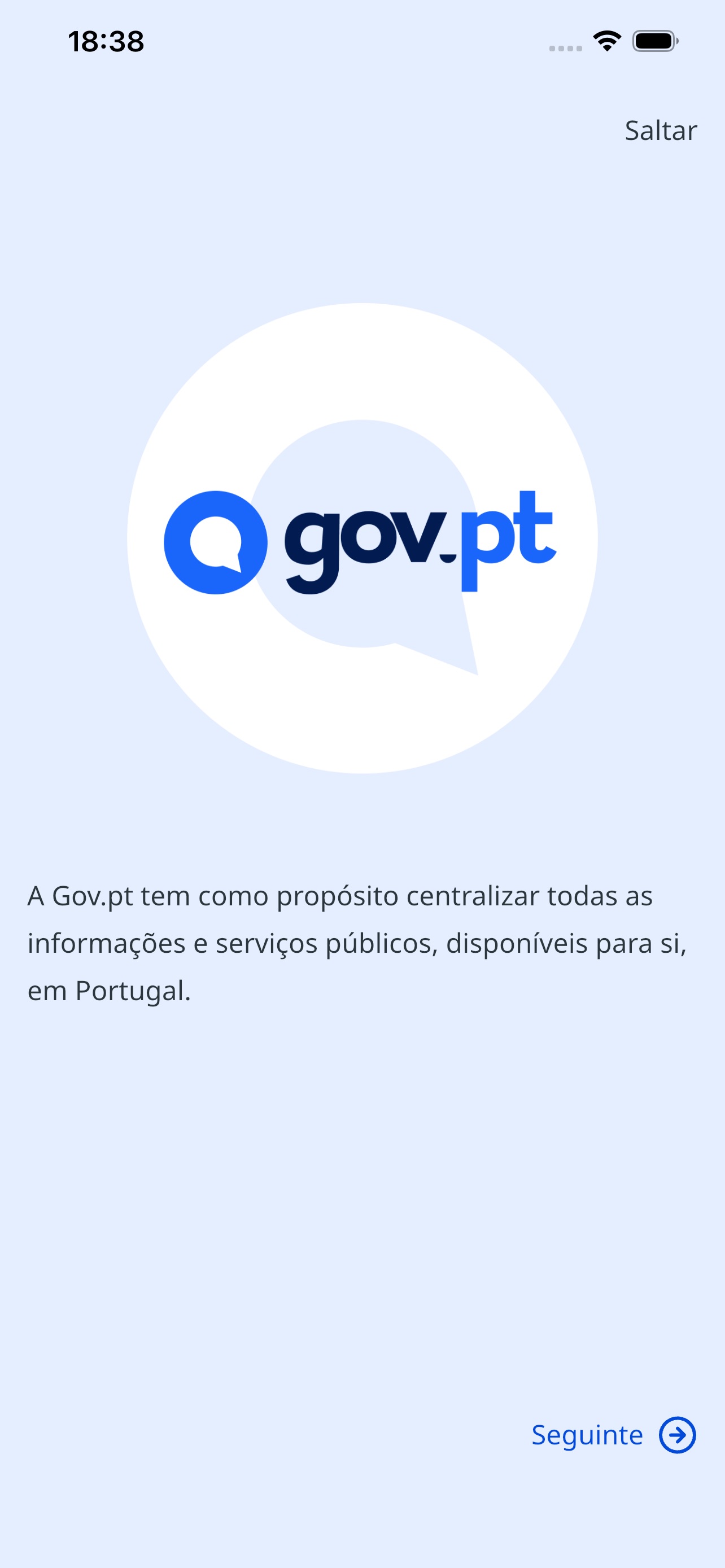 Captura de ecrã 1 da app gov.pt