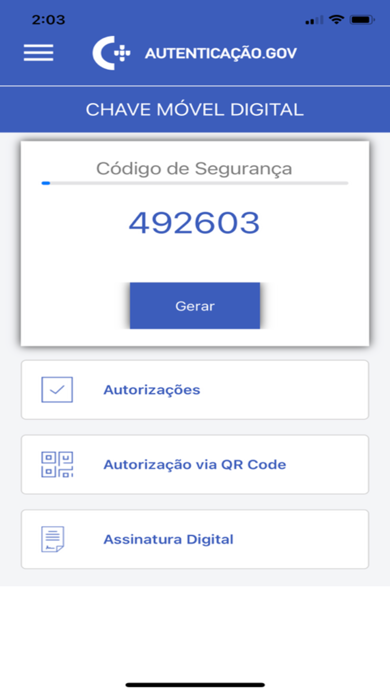 Captura de ecrã 3 da app Autenticação Gov