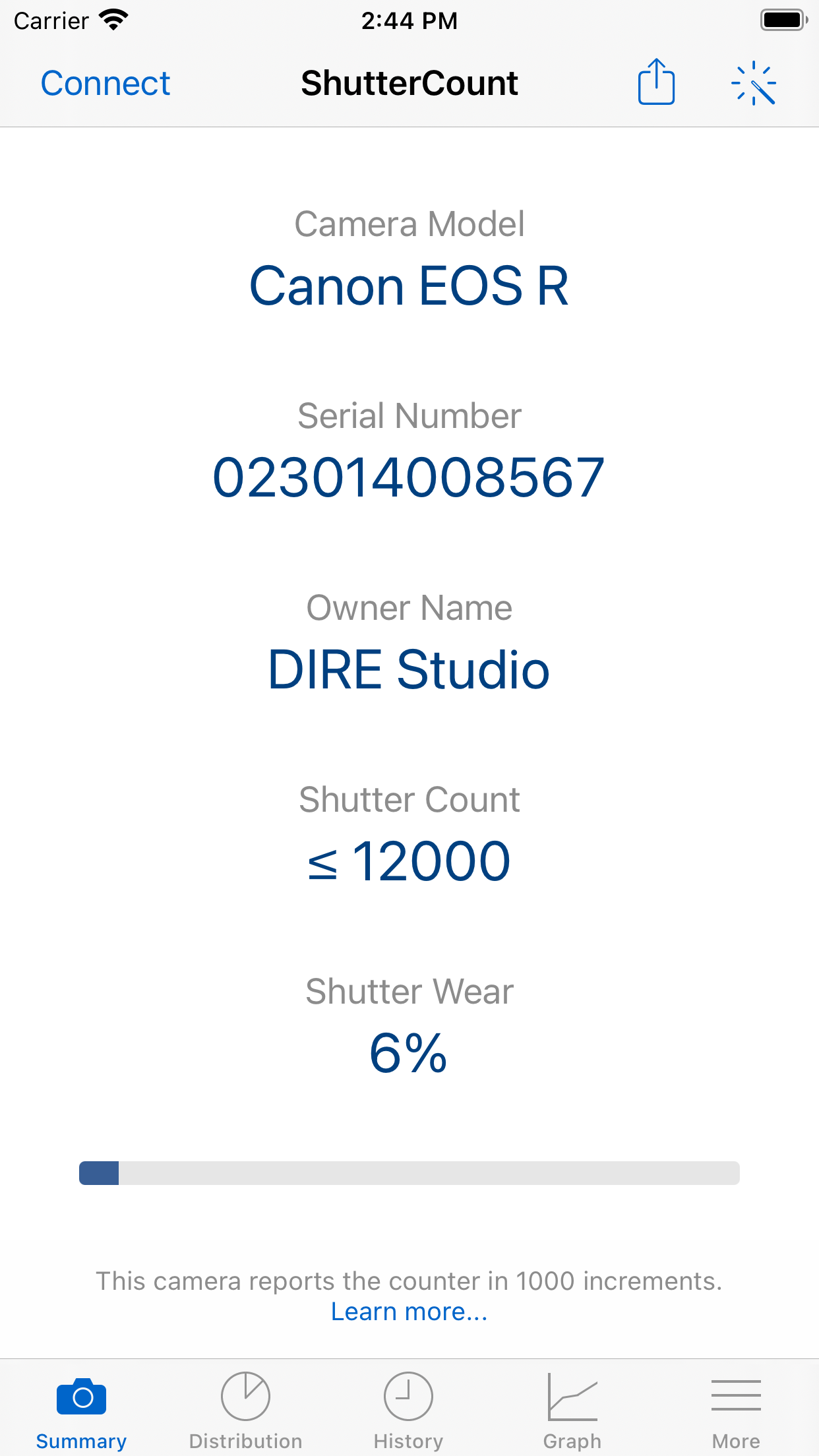 Captura de ecrã 3 da app ShutterCount Mobile
