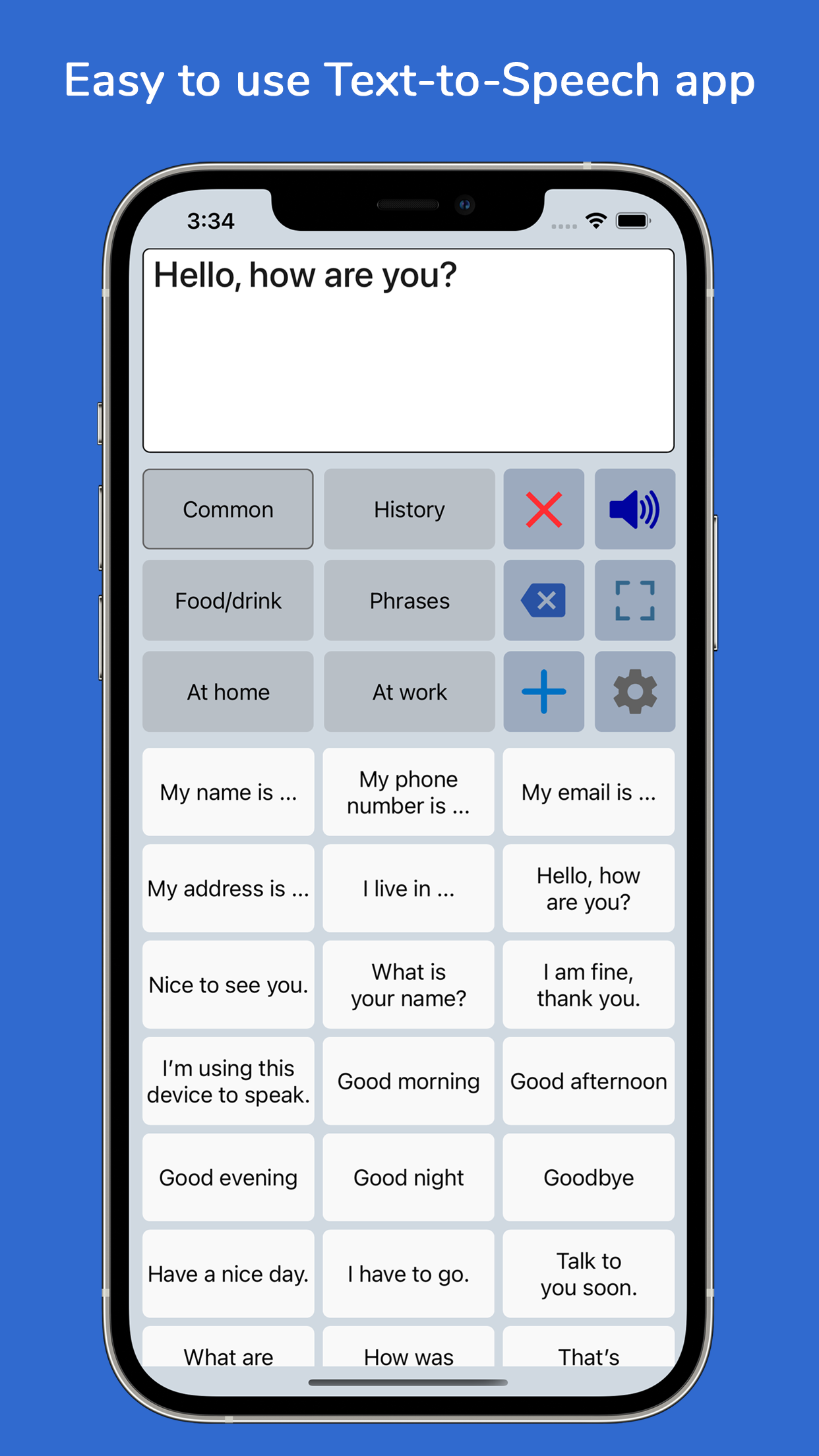 Captura de ecrã 1 da app Speech Assistant AAC
