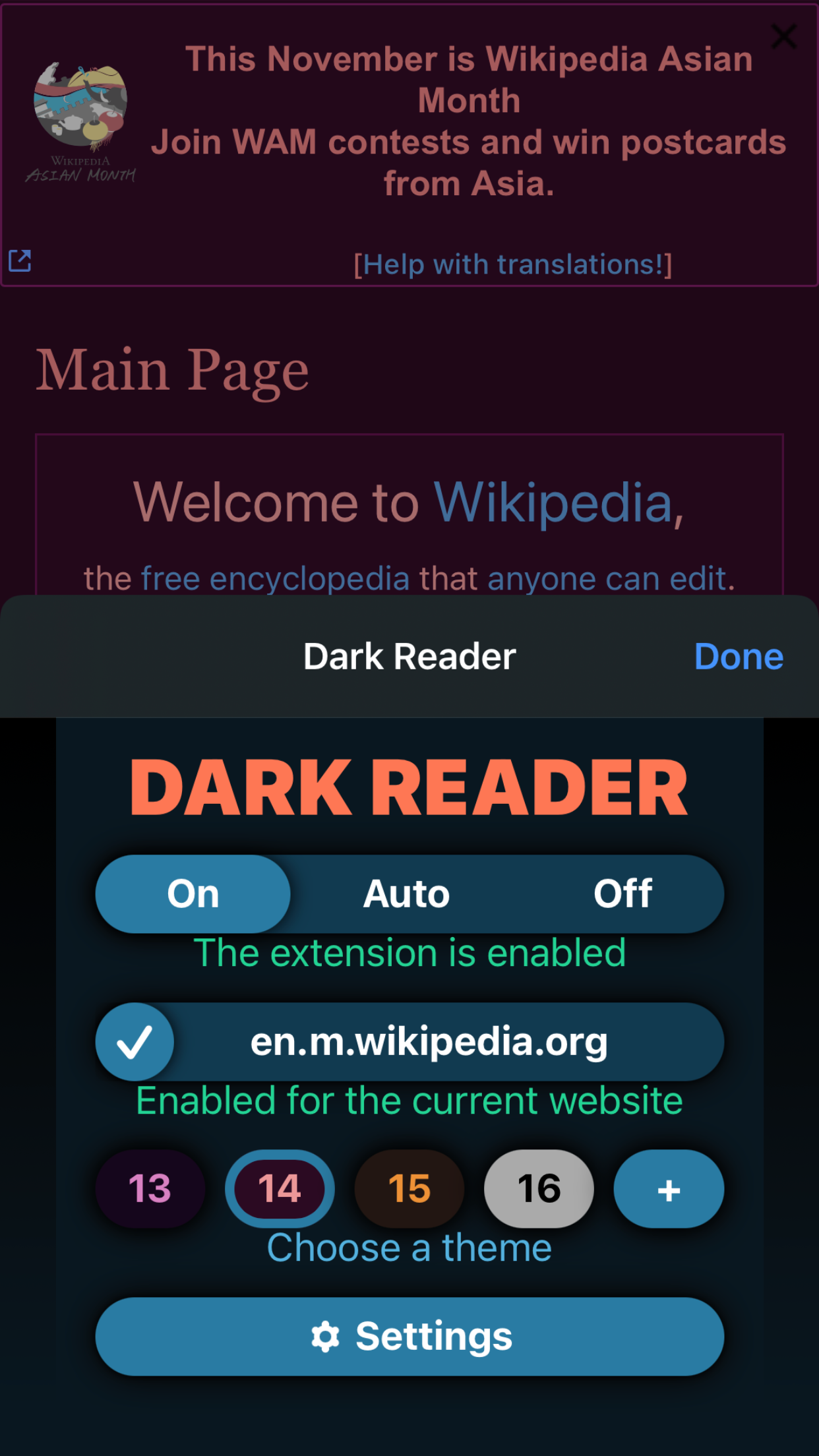 Captura de ecrã 2 da app Dark Reader for Safari