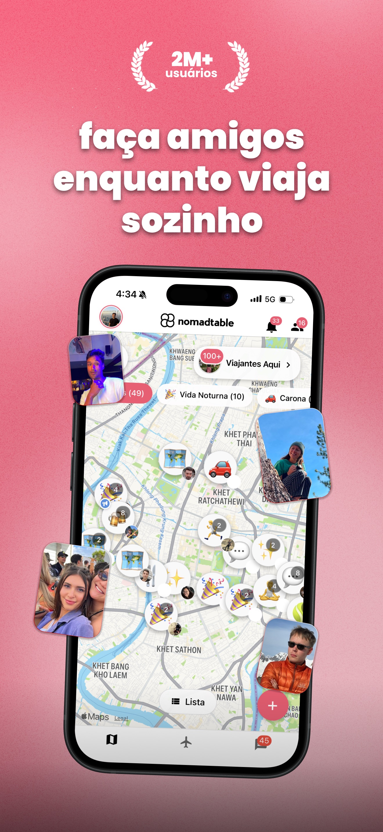 Captura de ecrã 1 da app nomadtable: amigos de viagem