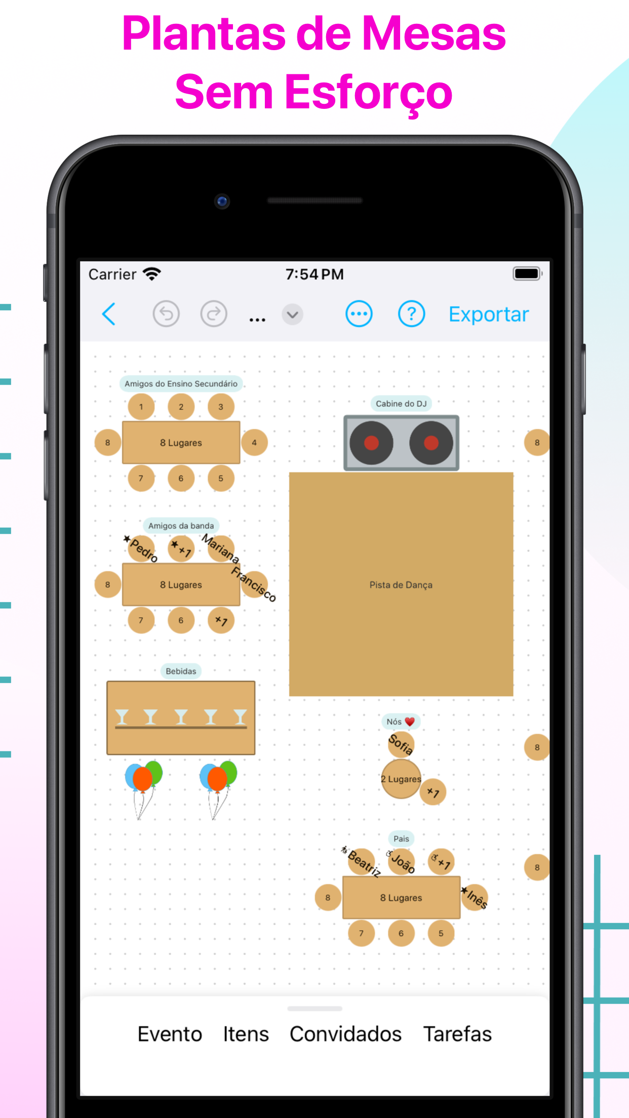 Captura de ecrã 1 da app Plan. casamento e planta baixa