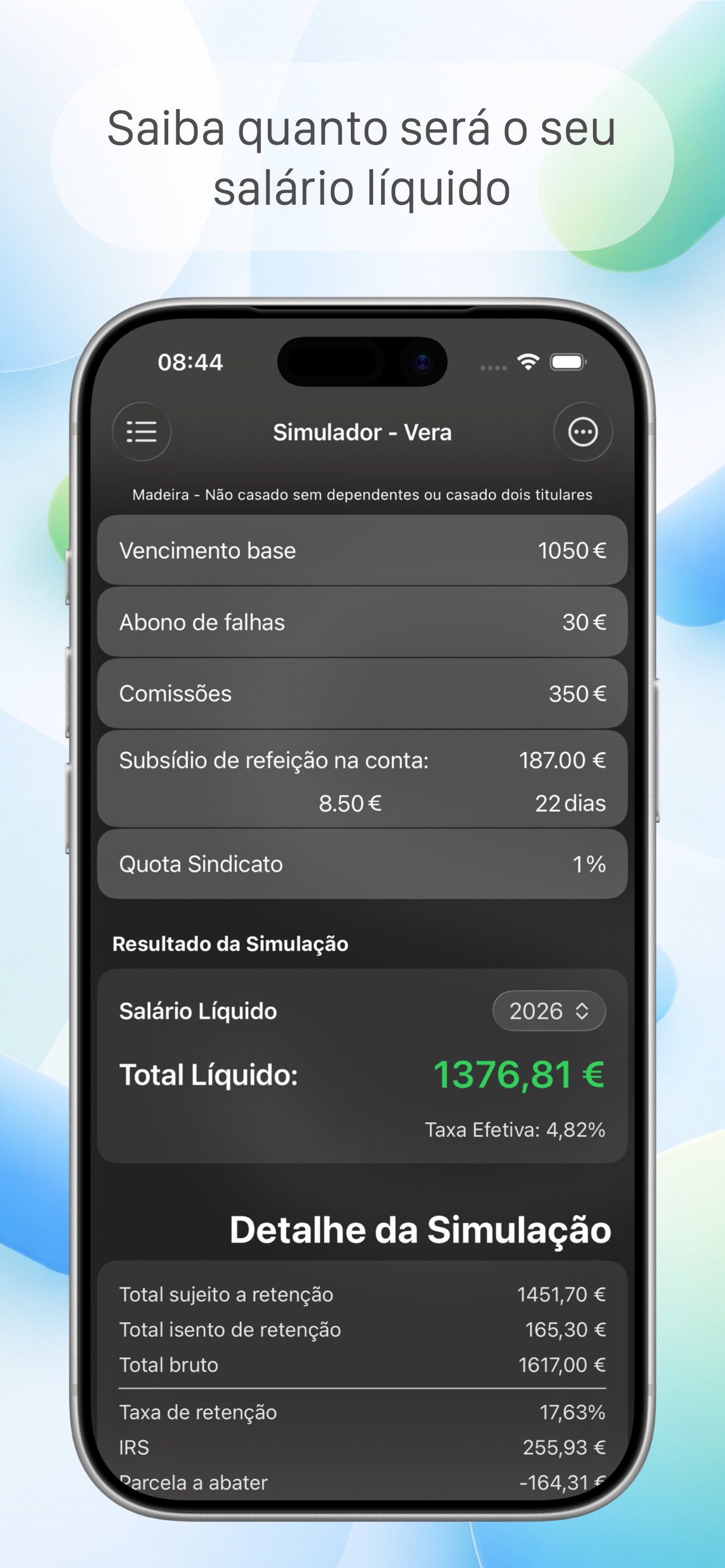 Captura de ecrã 1 da app Salário Líquido