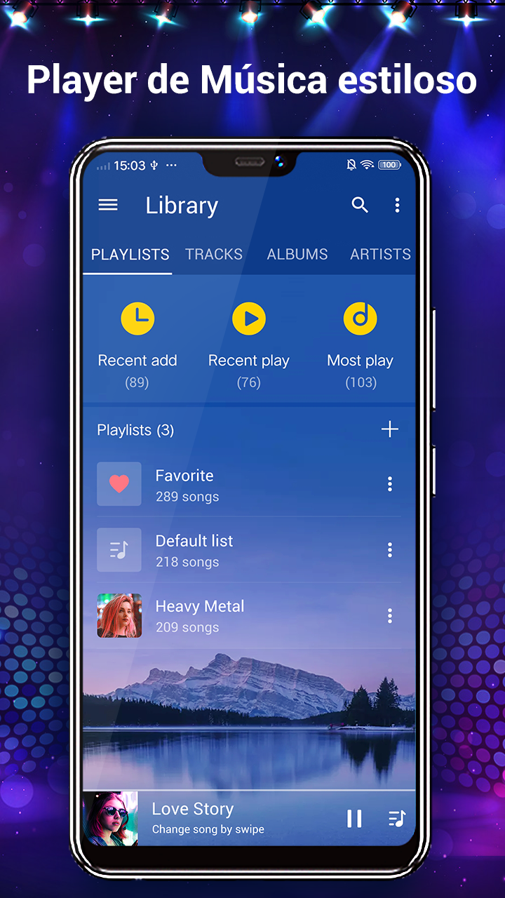 Captura de ecrã 2 da app Leitor de Música- Música e MP3