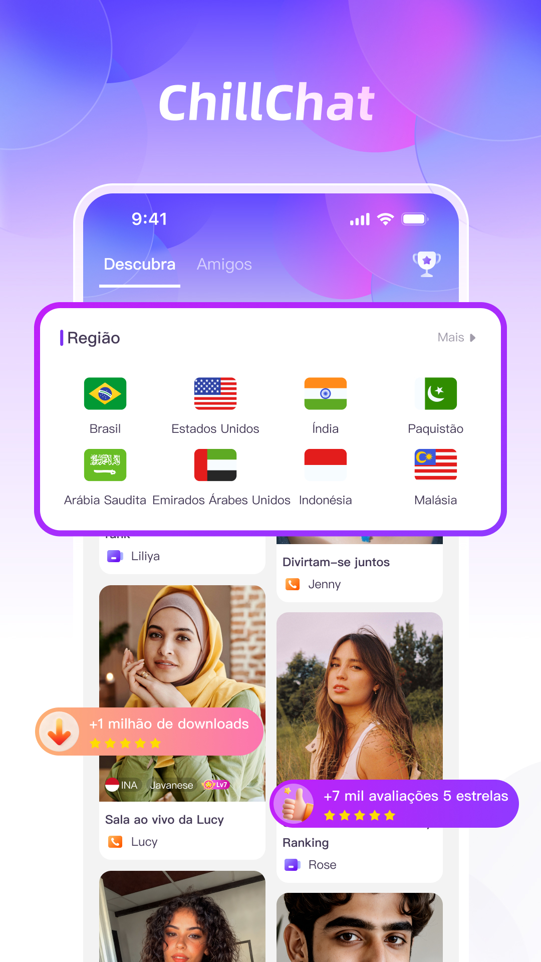 Captura de ecrã 1 da app ChillChat: Chat ao Vivo & Jogo