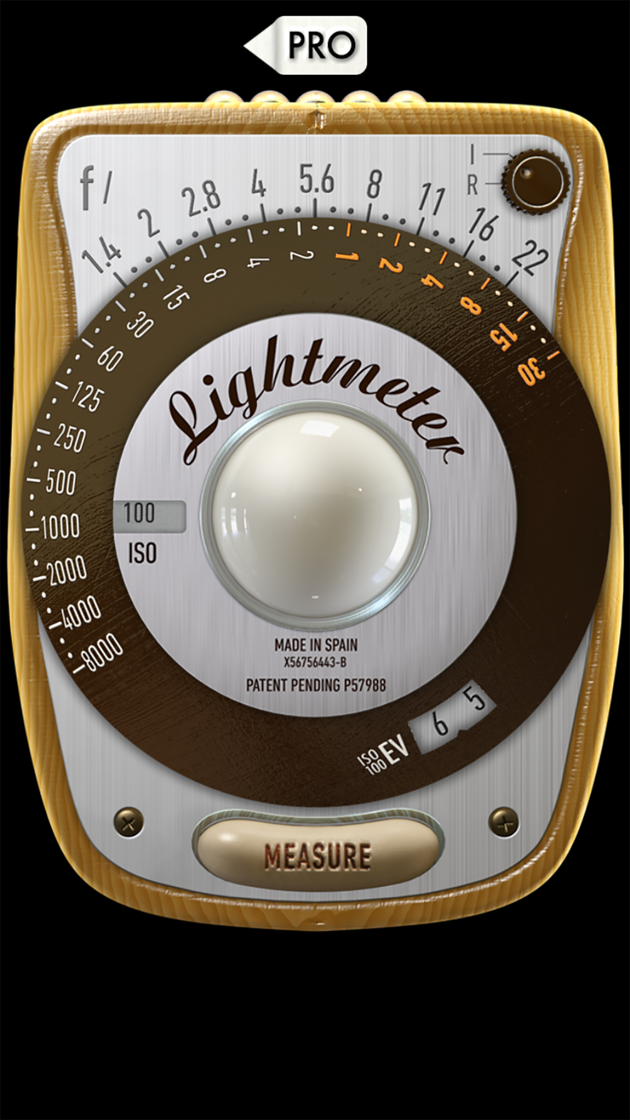 Captura de ecrã 2 da app myLightMeter PRO