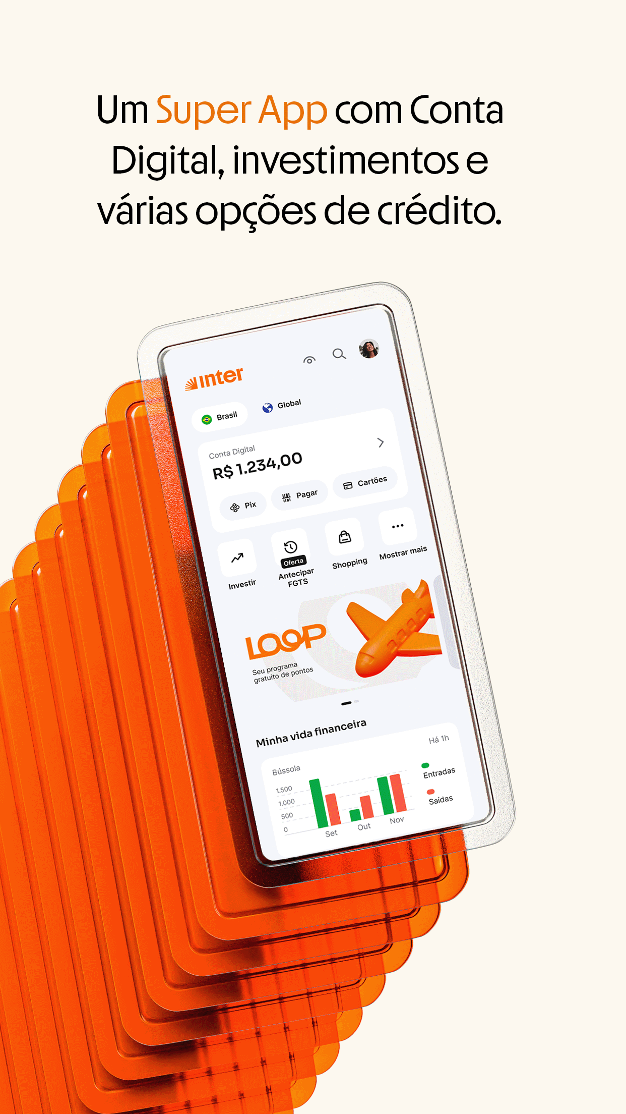 Captura de ecrã 1 da app Inter: Conta, Cartão e Pix