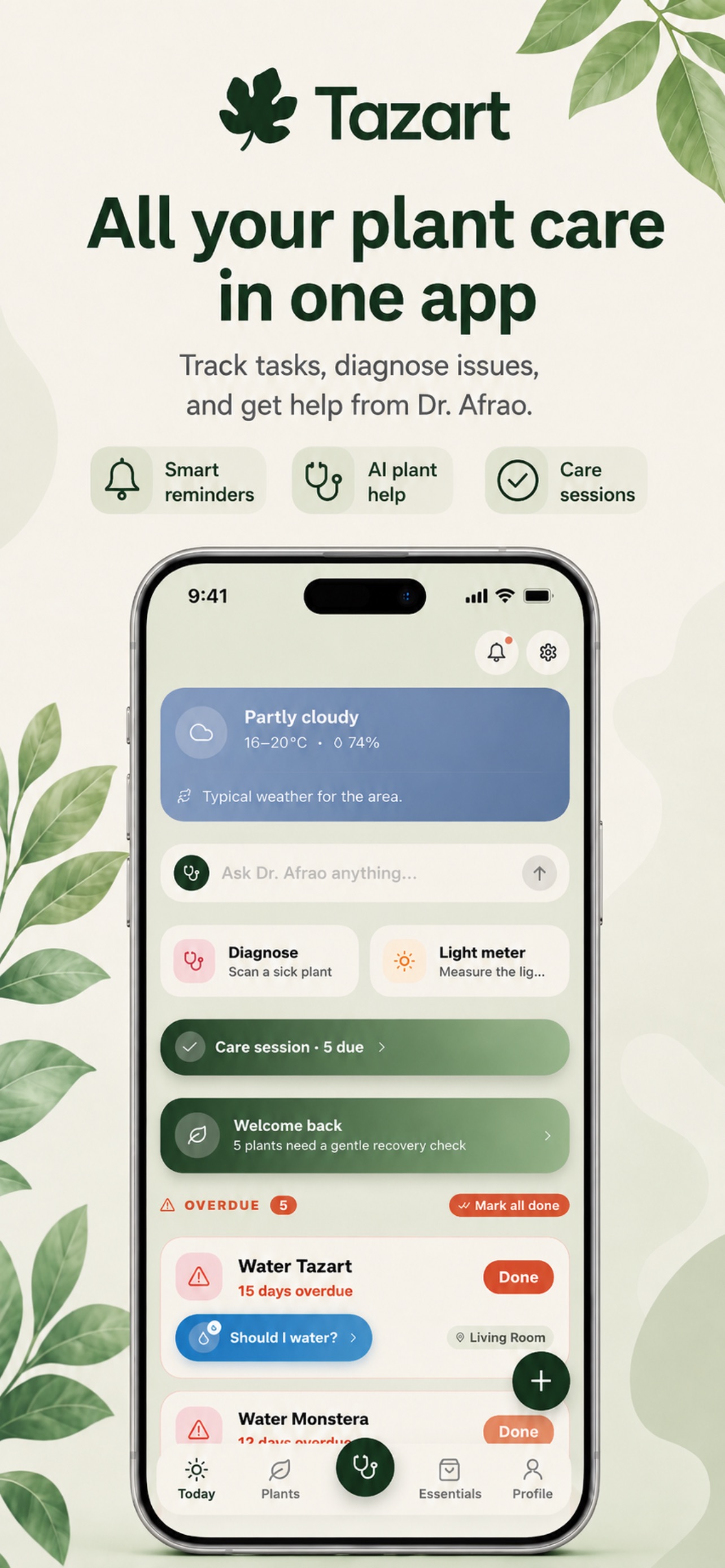 Captura de ecrã 1 da app Tazart Plant Care & Identifier