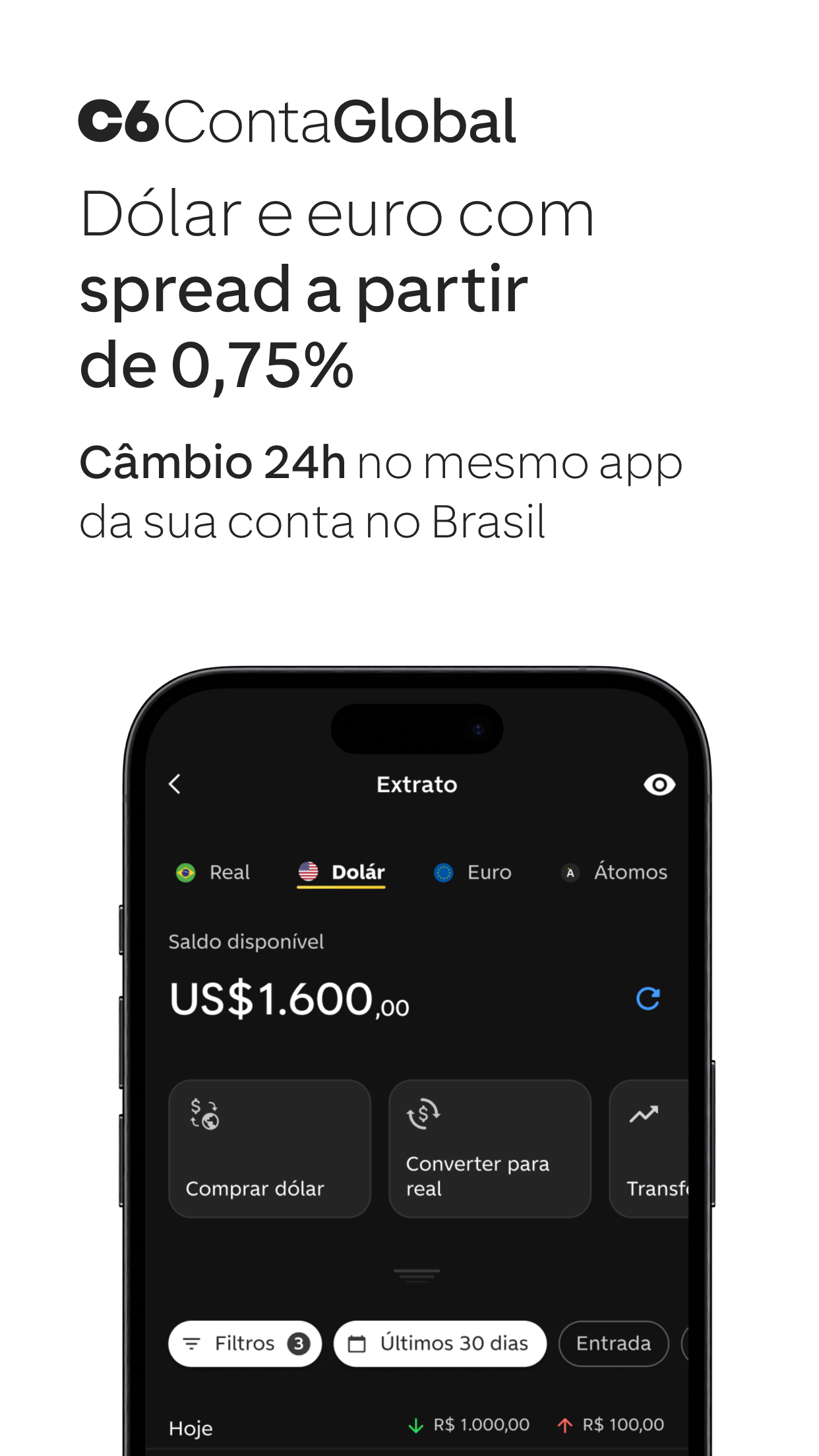 Captura de ecrã 2 da app C6 Bank: Cartão, conta e mais!