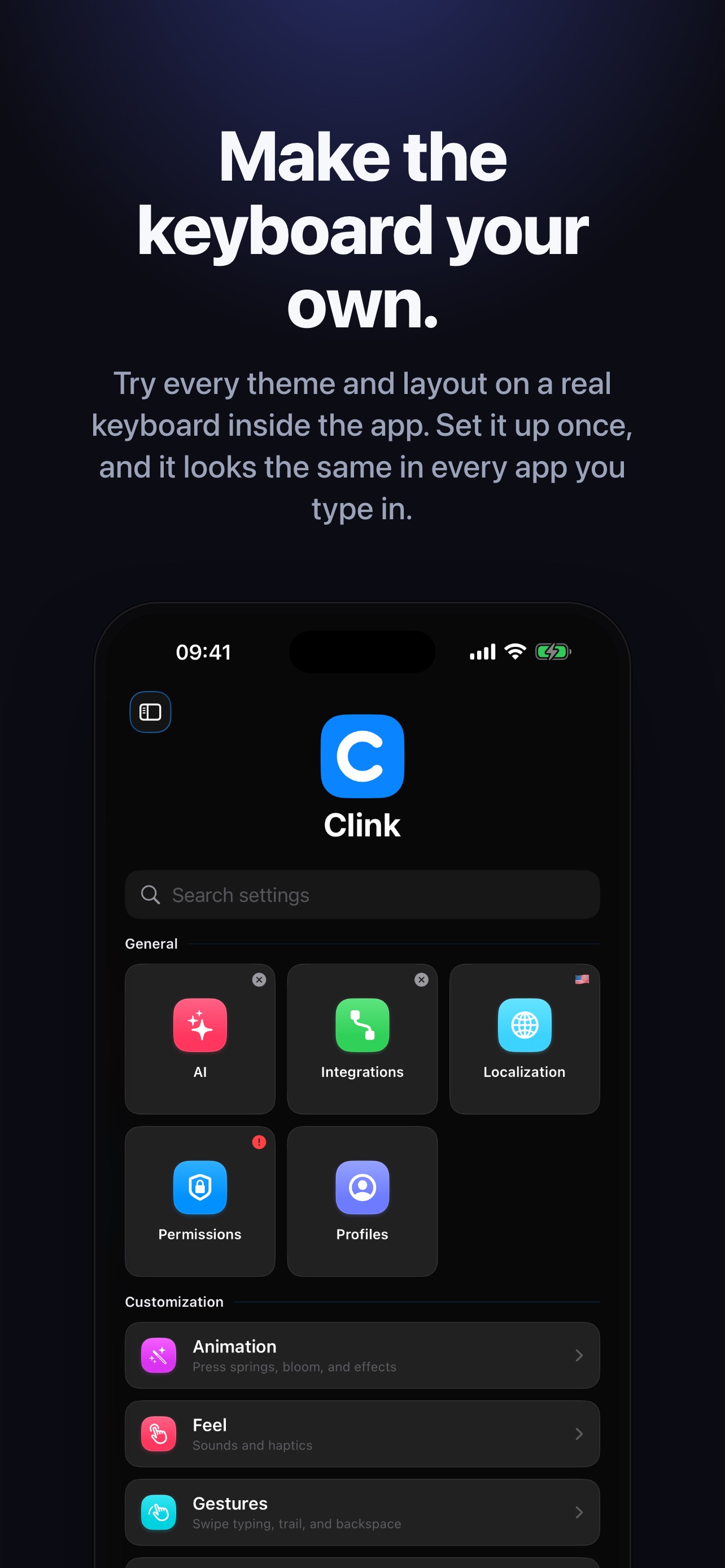 Captura de ecrã 2 da app Clink: Custom Keyboards