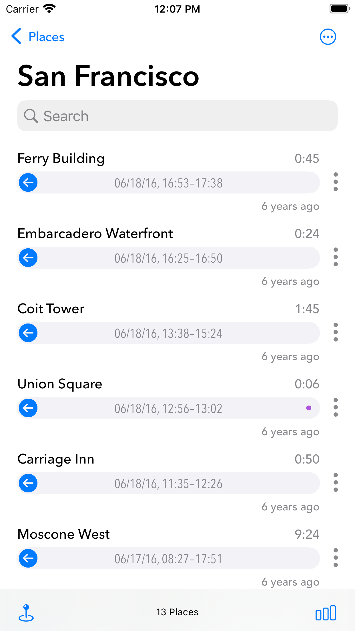 Captura de ecrã 2 da app Geofency - Controle de tempo