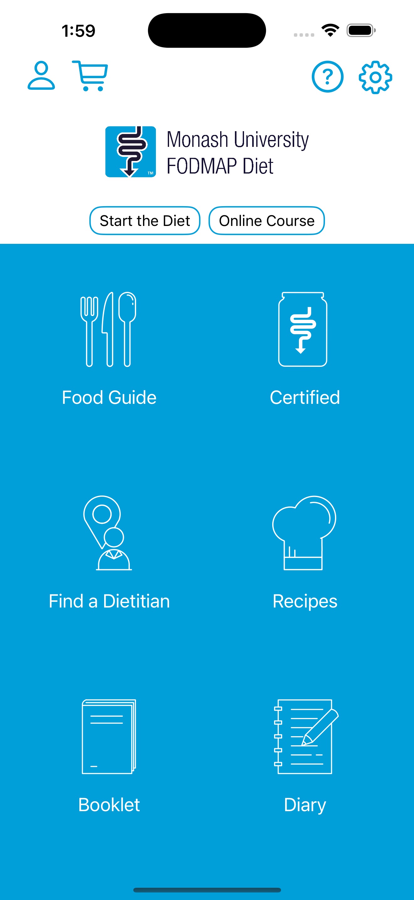 Captura de ecrã 1 da app Monash FODMAP Diet