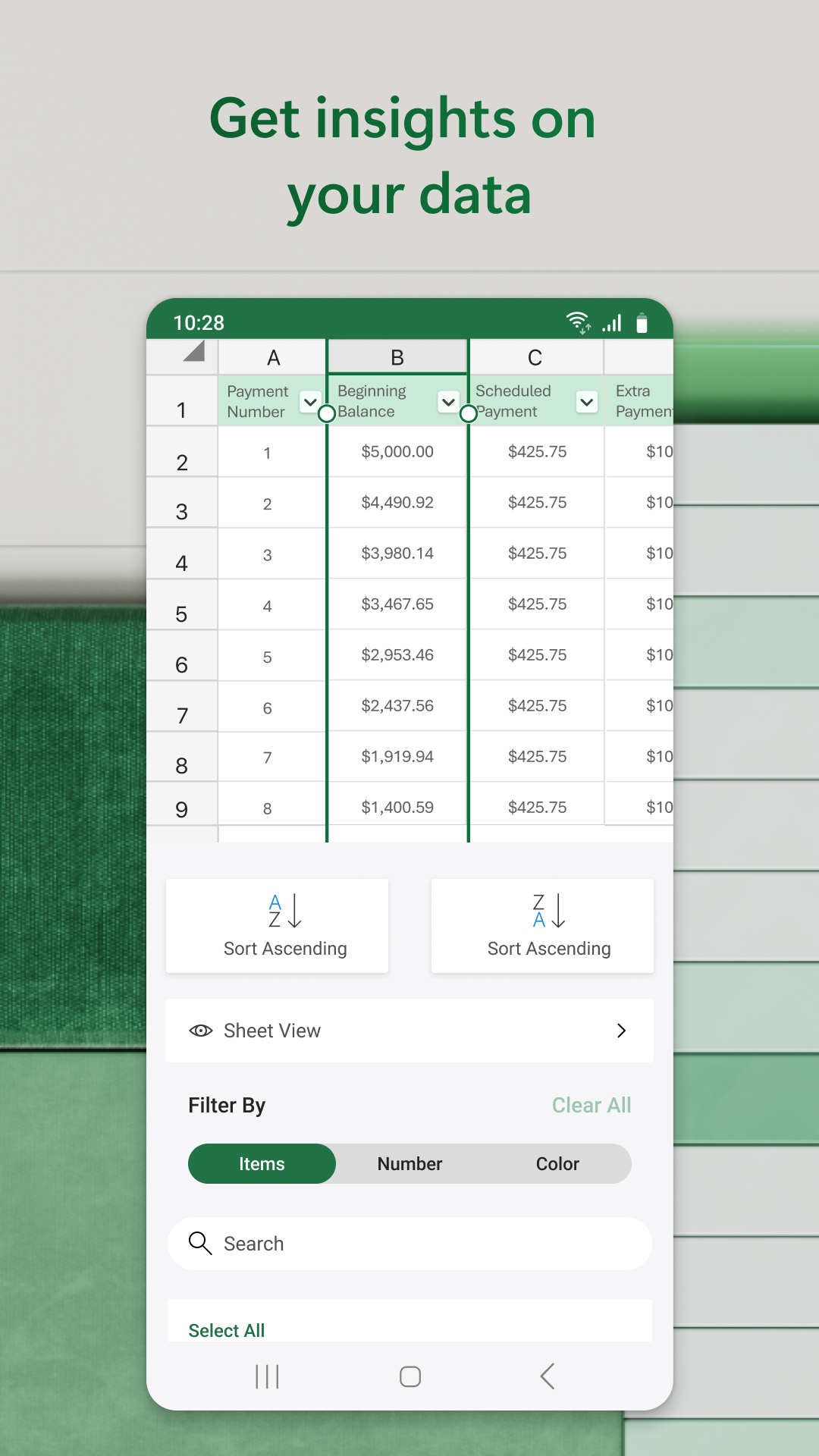 Captura de ecrã 3 da app Microsoft Excel: Spreadsheets