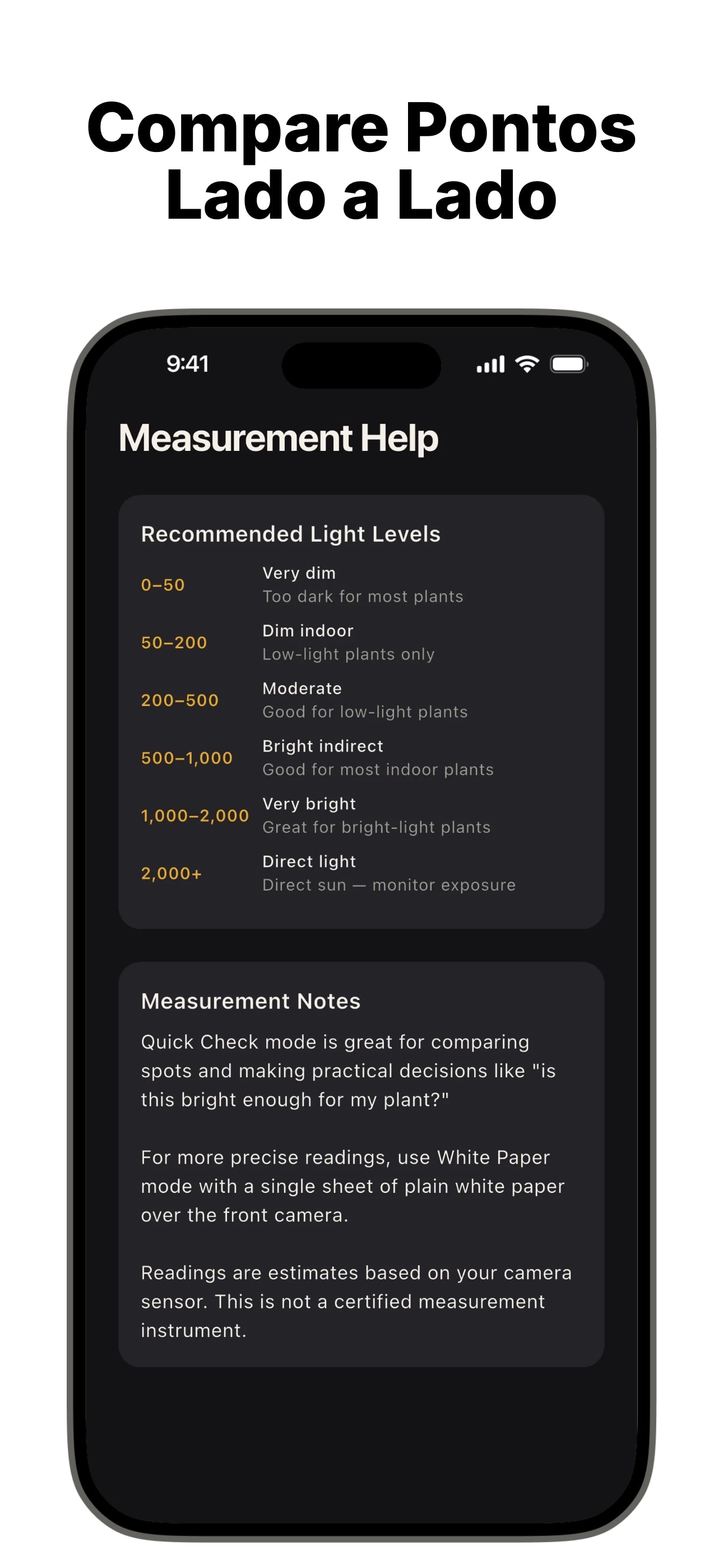 Captura de ecrã 3 da app Medidor de Luz: Light Meter
