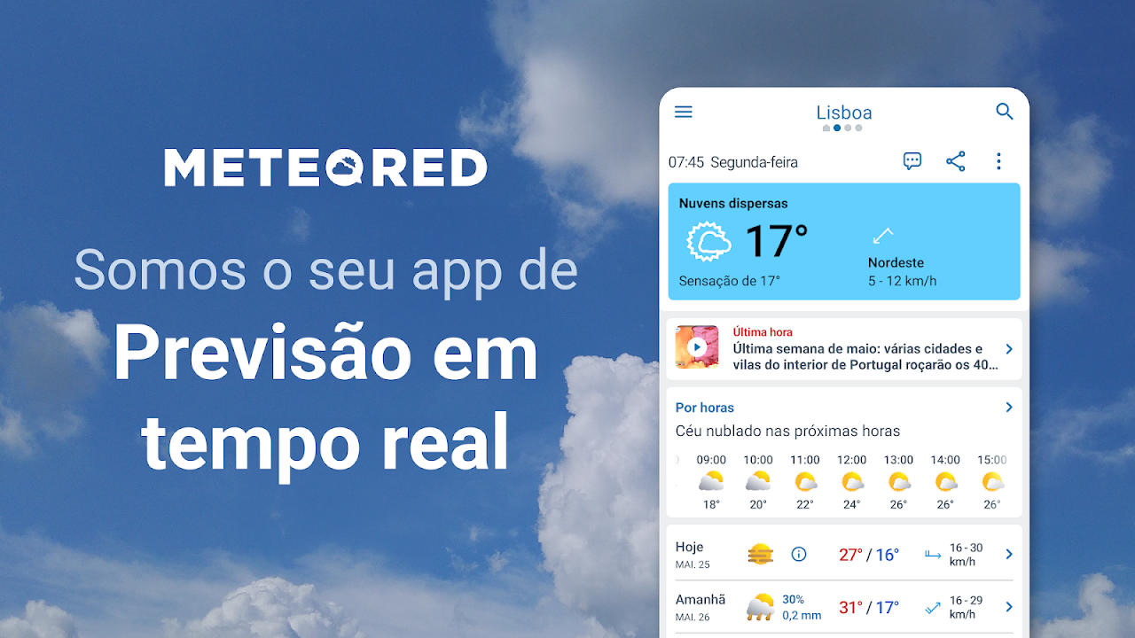 Captura de ecrã 1 da app O Tempo 14 Dias - Meteored
