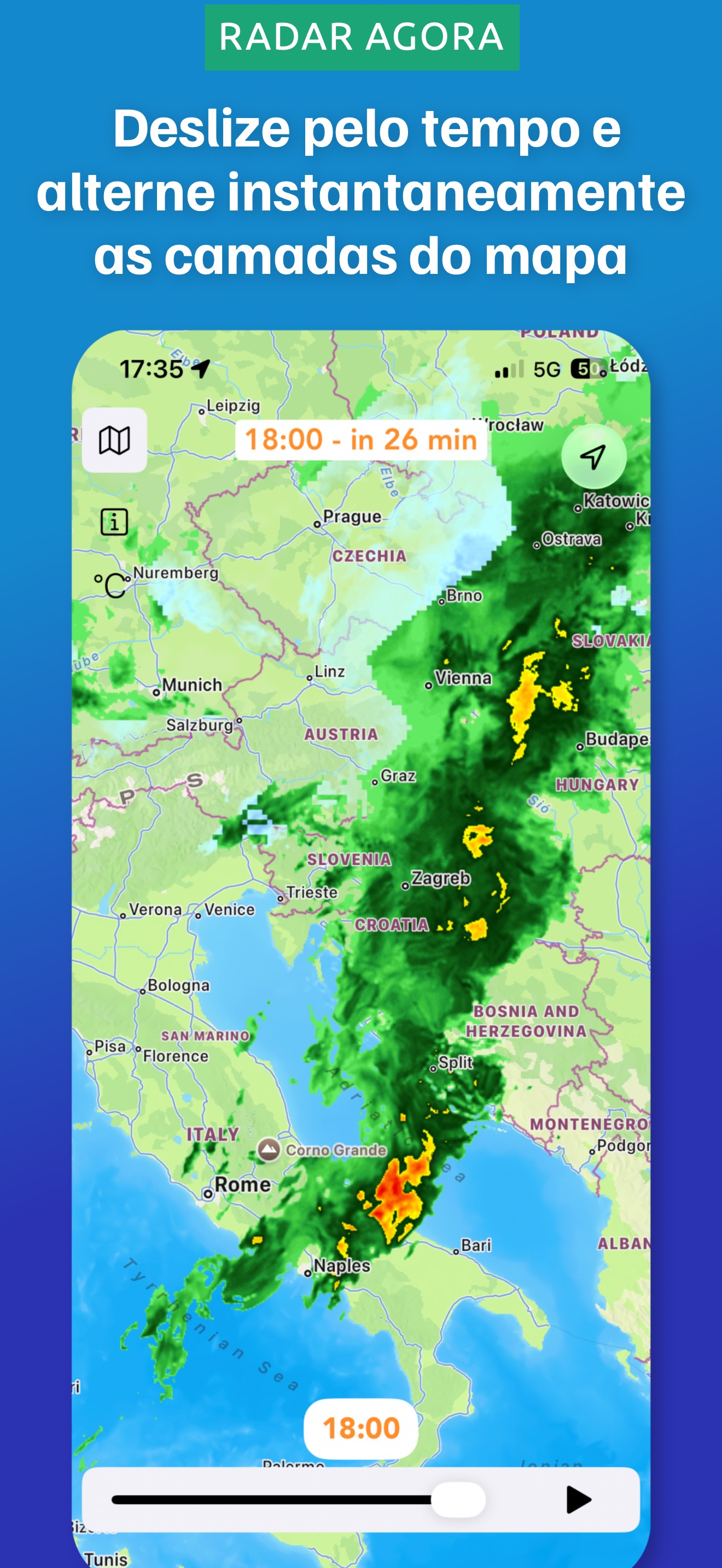 Captura de ecrã 3 da app Radar Now: Mapa Chuva e Neve