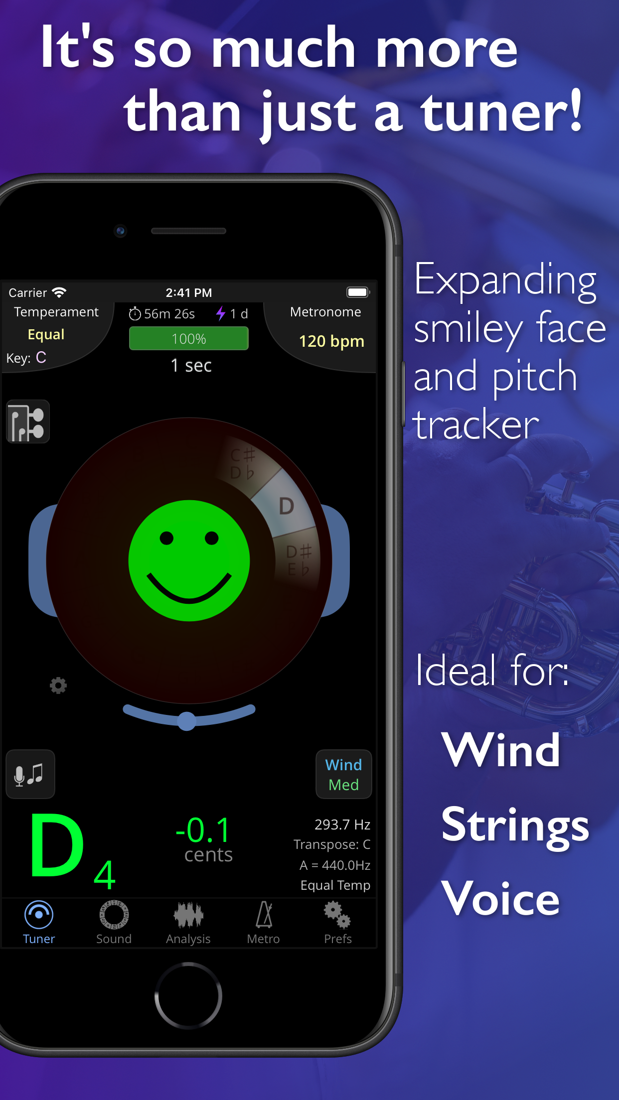 Captura de ecrã 1 da app TonalEnergy Afinador+Metrônomo