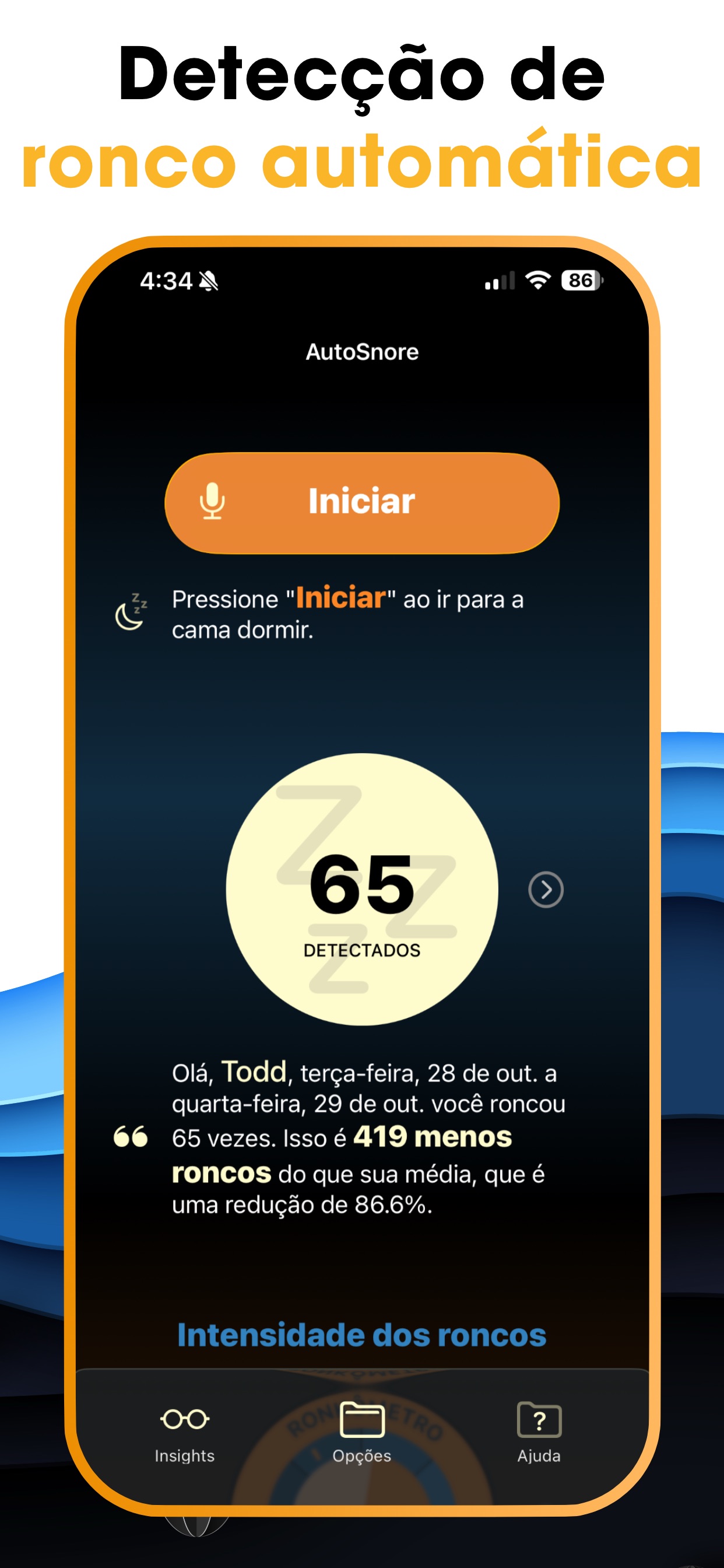 Captura de ecrã 2 da app AutoSnore: Gravador de ronco
