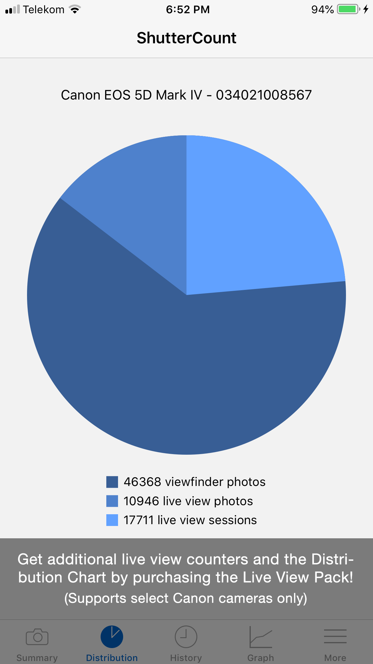 Captura de ecrã 2 da app ShutterCount Mobile
