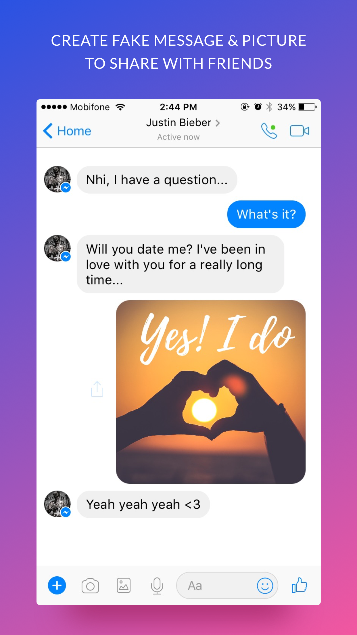 Captura de ecrã 1 da app iFake - Funny Fake Messages Creator