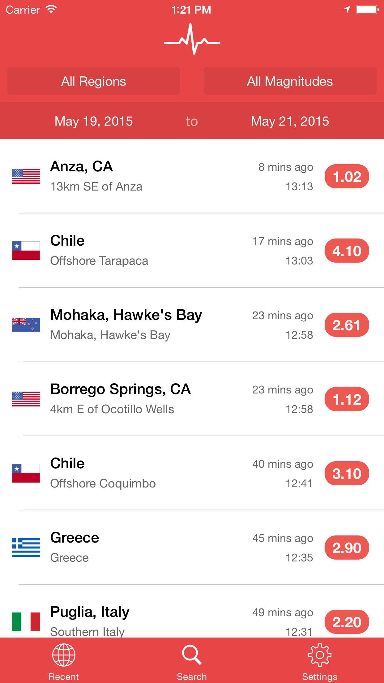 Captura de ecrã 2 da app My Earthquake Alerts Pro