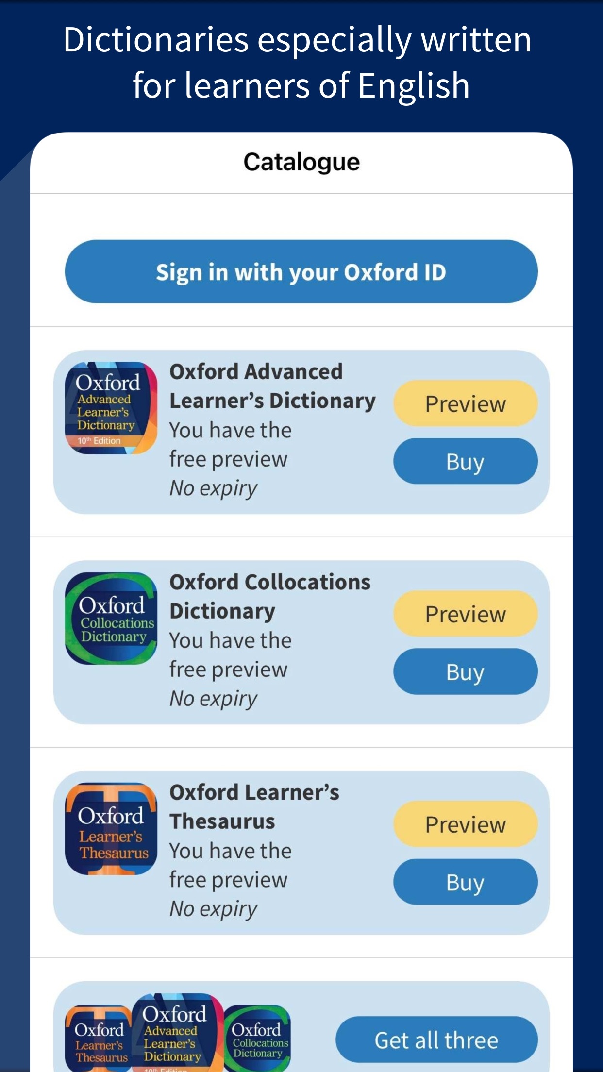 Captura de ecrã 1 da app Oxford Advanced Learner's Dict