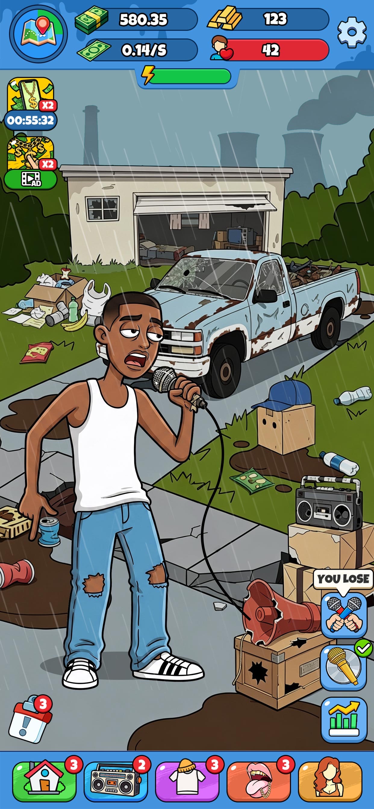 Captura de ecrã 1 da app Rap Star:Idle Clicker