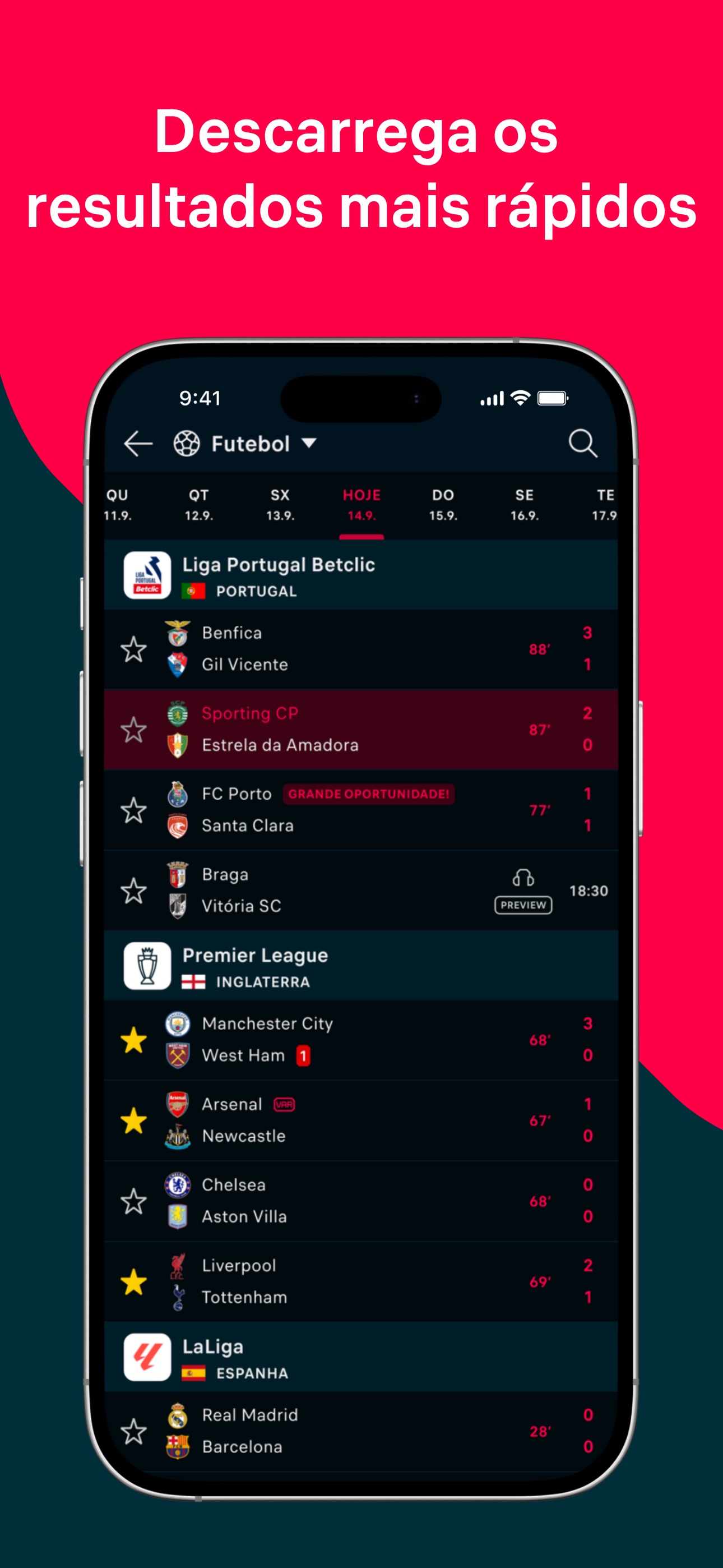 Captura de ecrã 1 da app Flashscore: Resultados ao vivo
