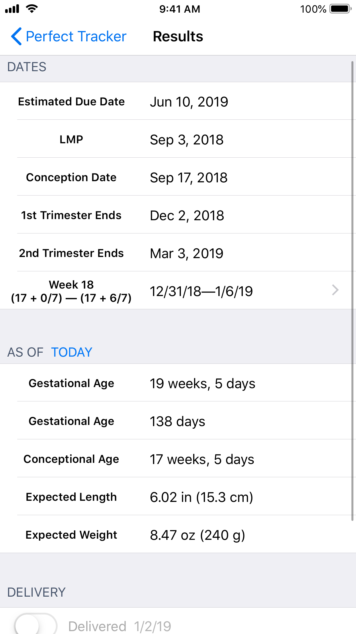 Captura de ecrã 2 da app Perfect OB Tracker