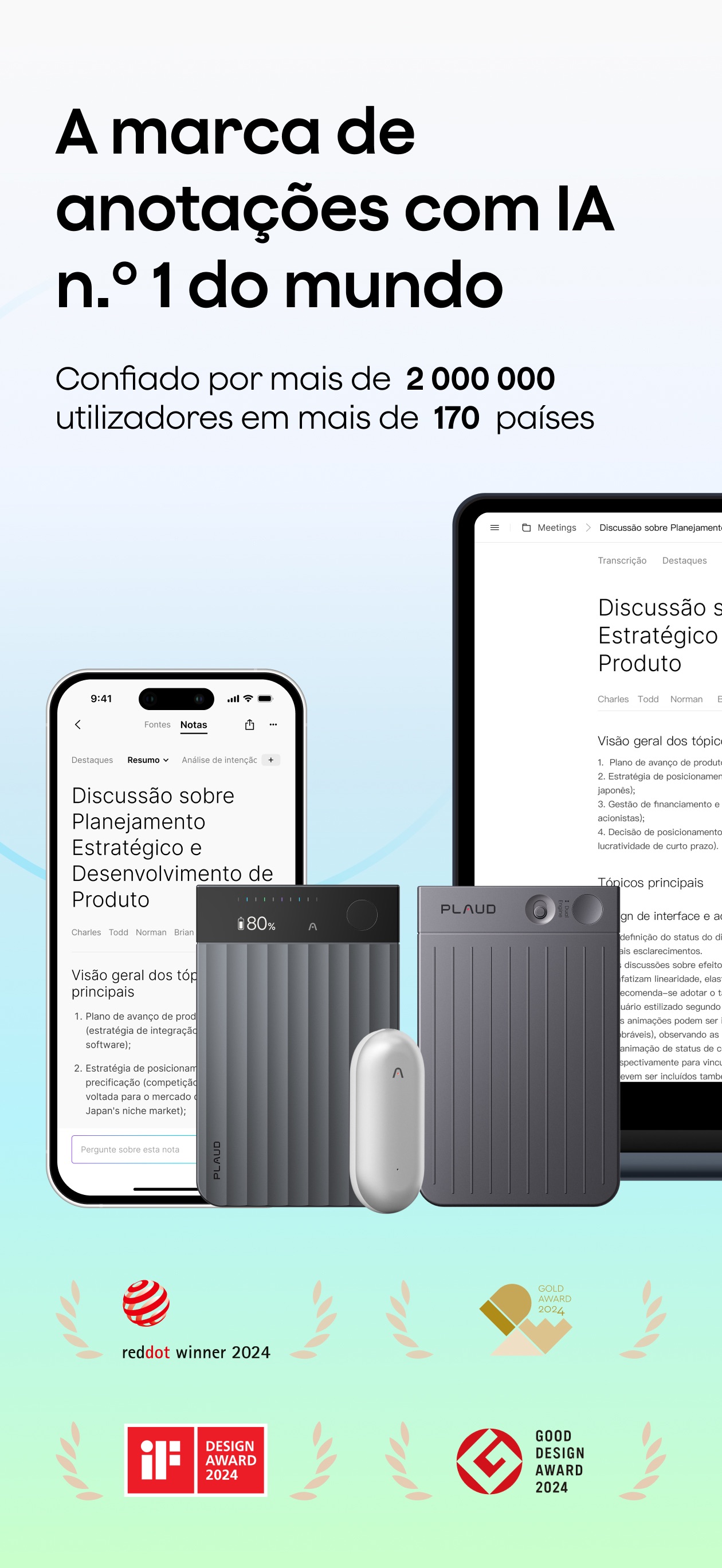 Captura de ecrã 1 da app Plaud: AI Note Taker