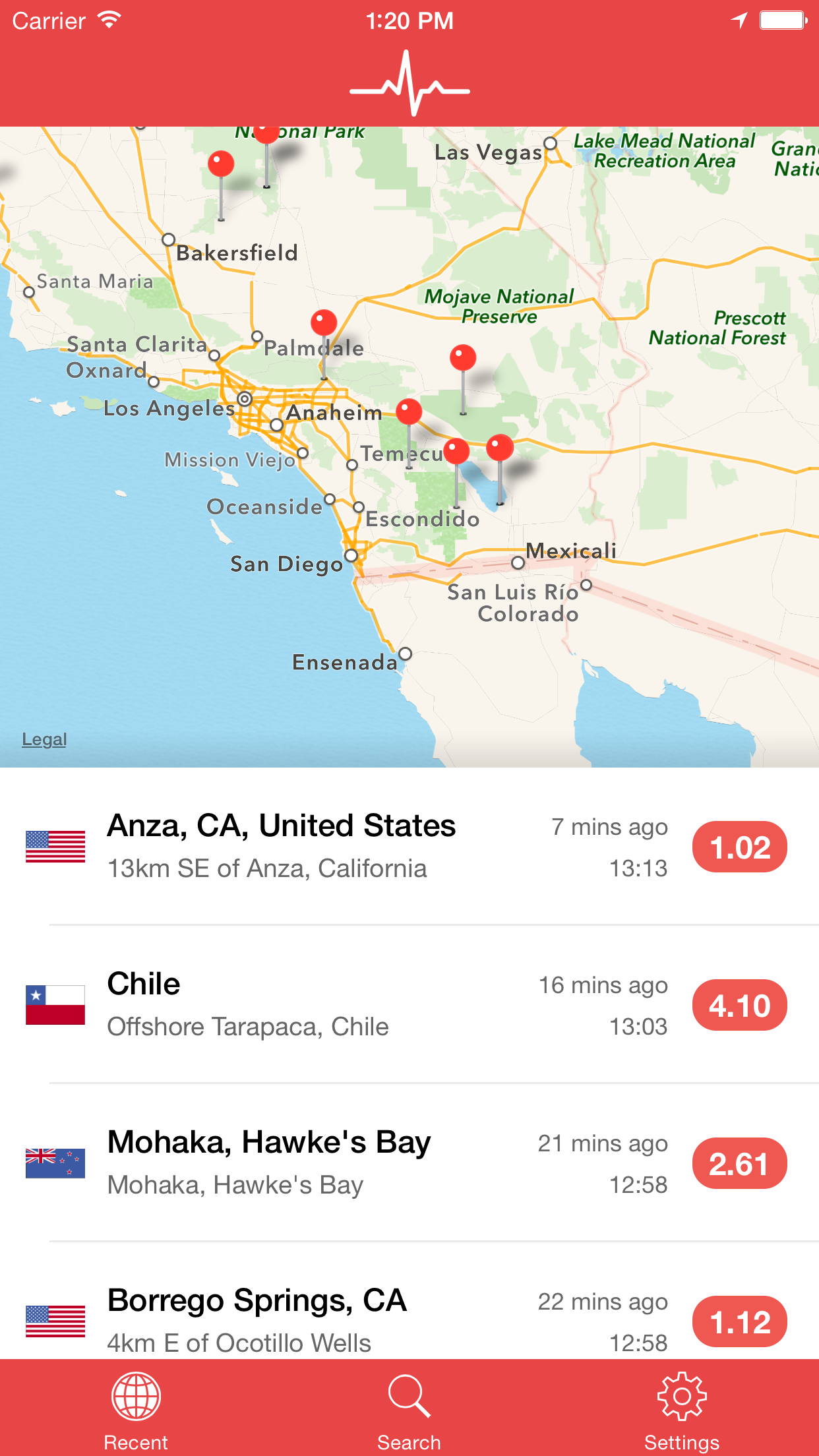 Captura de ecrã 3 da app My Earthquake Alerts Pro