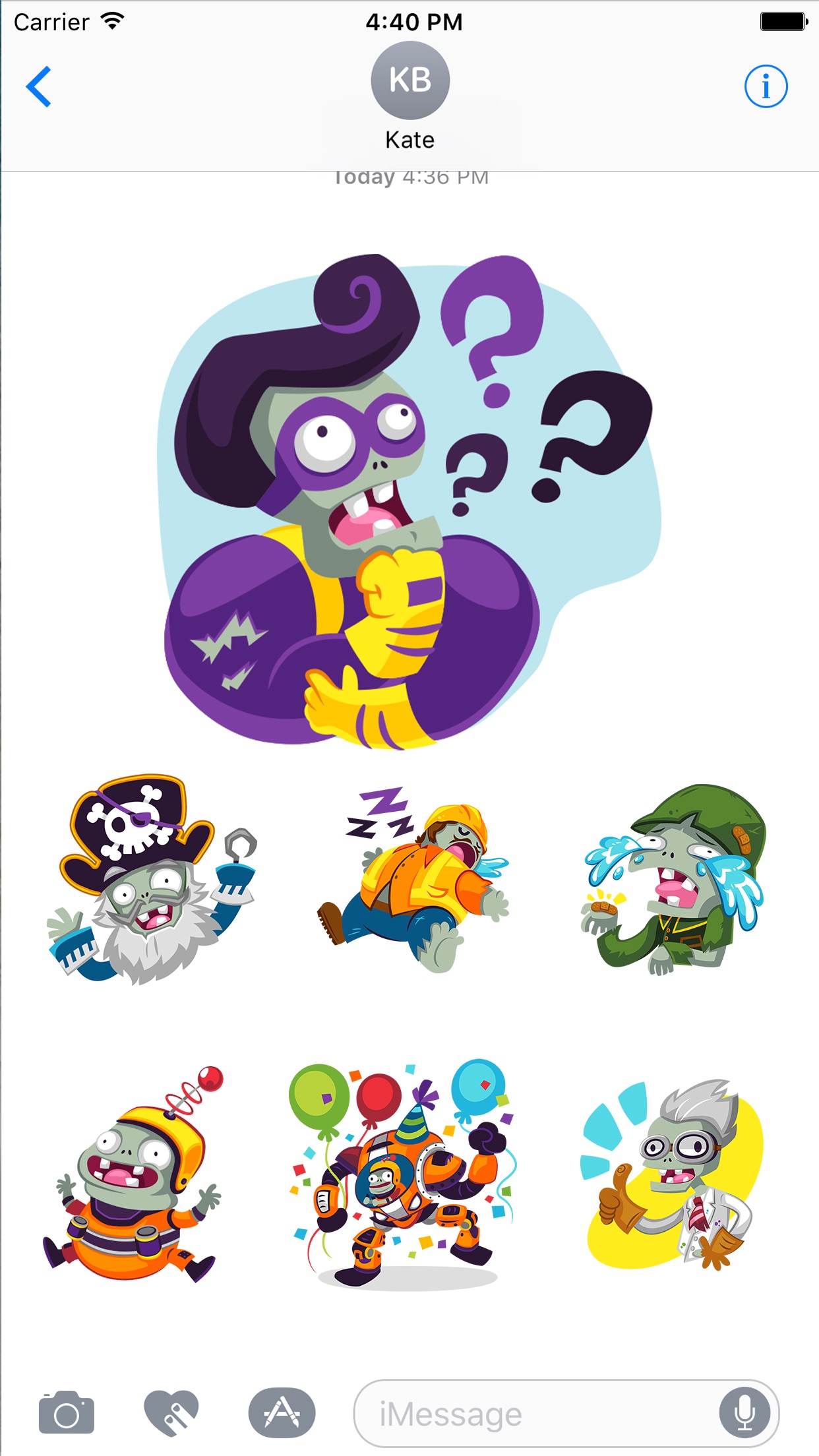Captura de ecrã 2 da app Autocolantes Plants vs. Zombies(TM)
