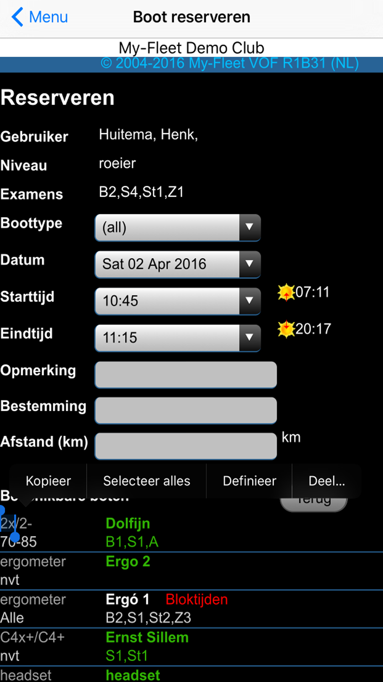 Captura de ecrã 3 da app Reserveer boot