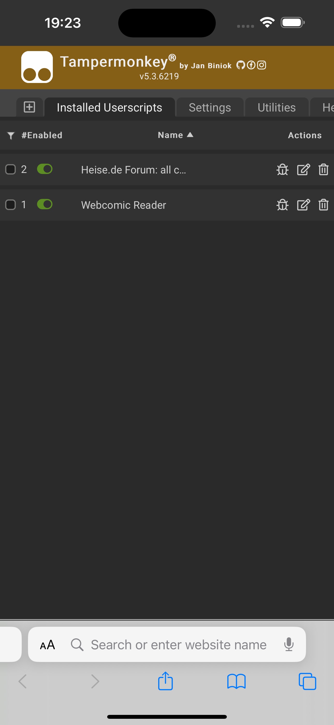 Captura de ecrã 2 da app Tampermonkey