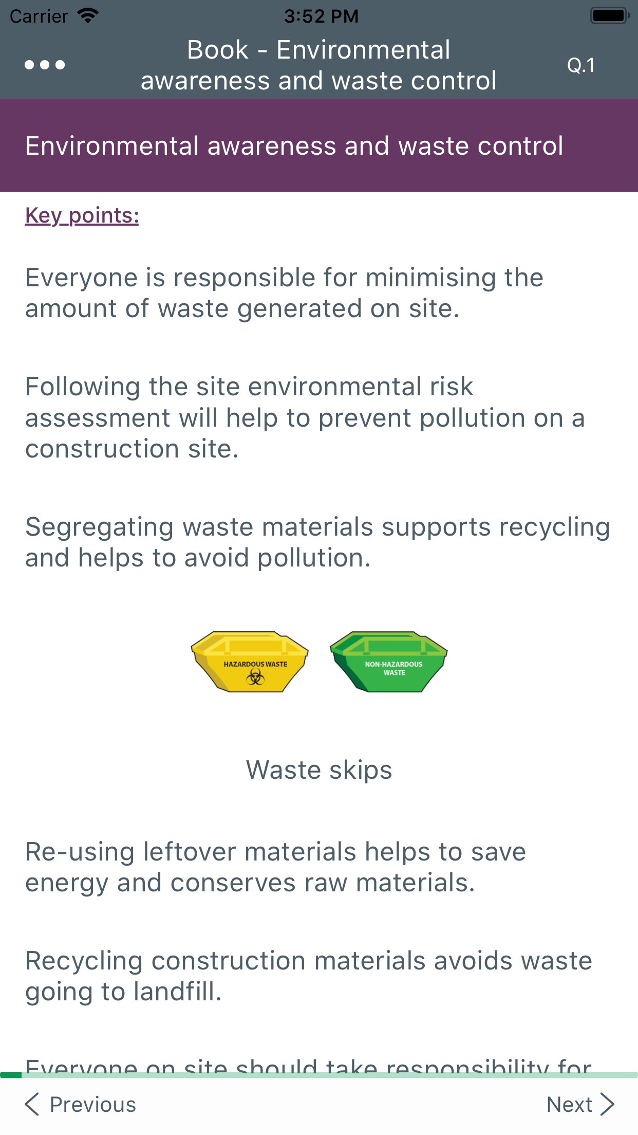 Captura de ecrã 1 da app CITB Op/Spec HS&E test