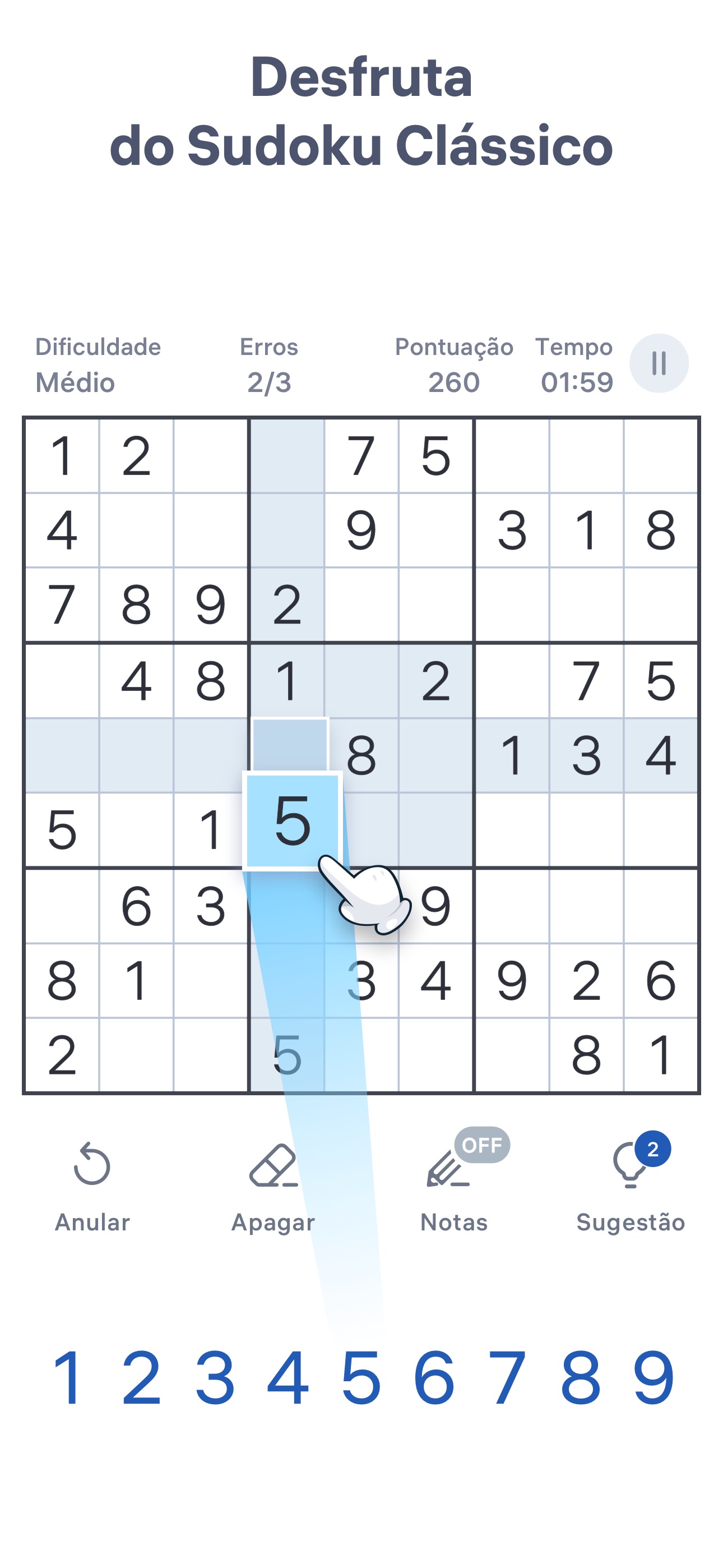 Captura de ecrã 2 da app Sudoku.com - Puzzle clássico
