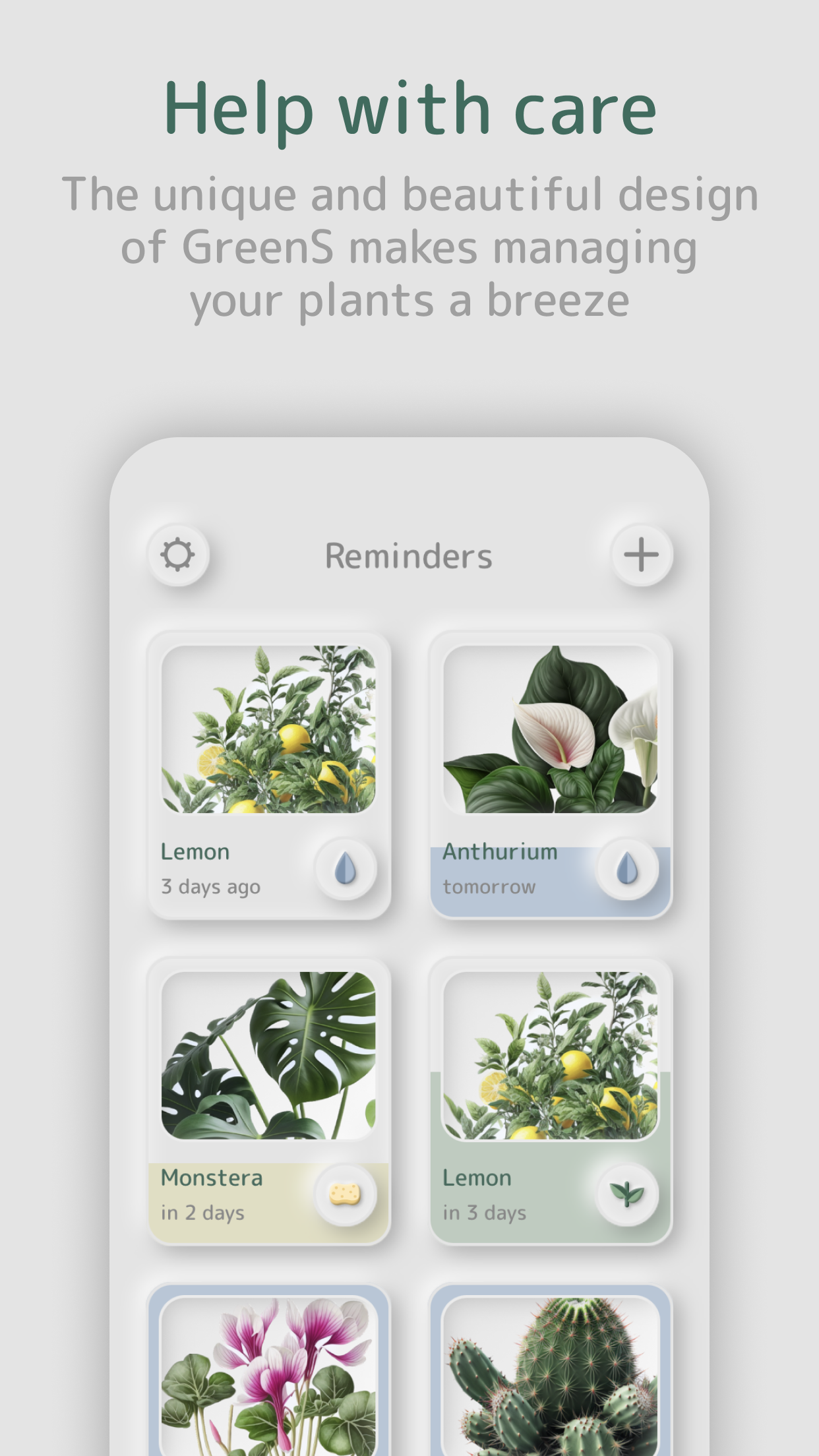 Captura de ecrã 1 da app GreenS: Cuidado com as Plantas