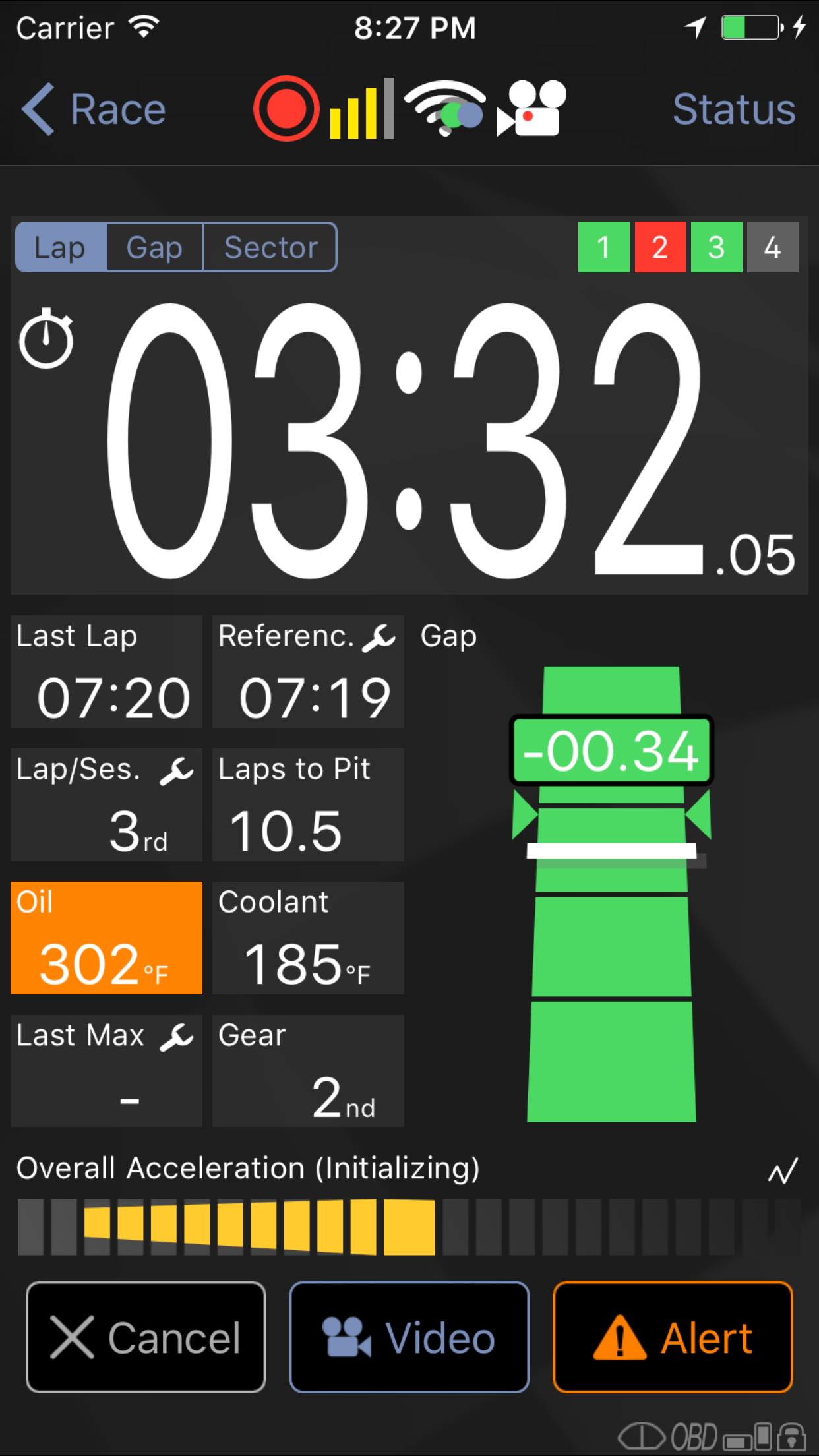 Captura de ecrã 1 da app Harry's LapTimer Petrolhead