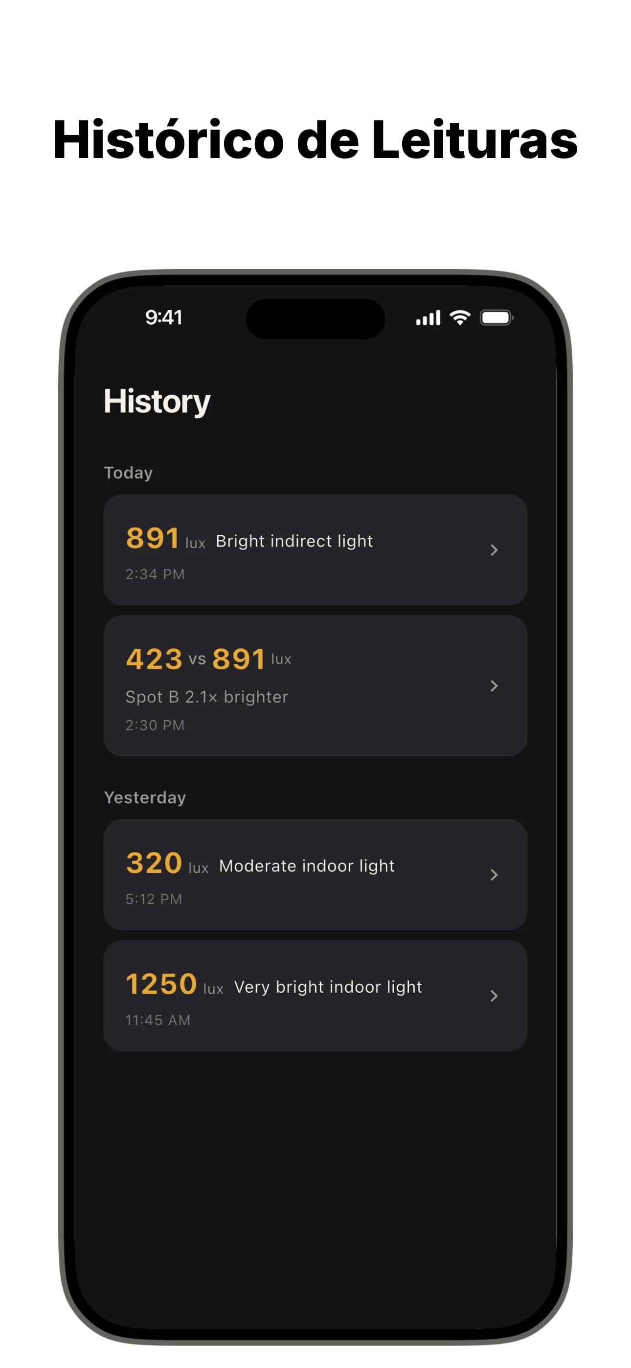 Captura de ecrã 4 da app Medidor de Luz: Light Meter