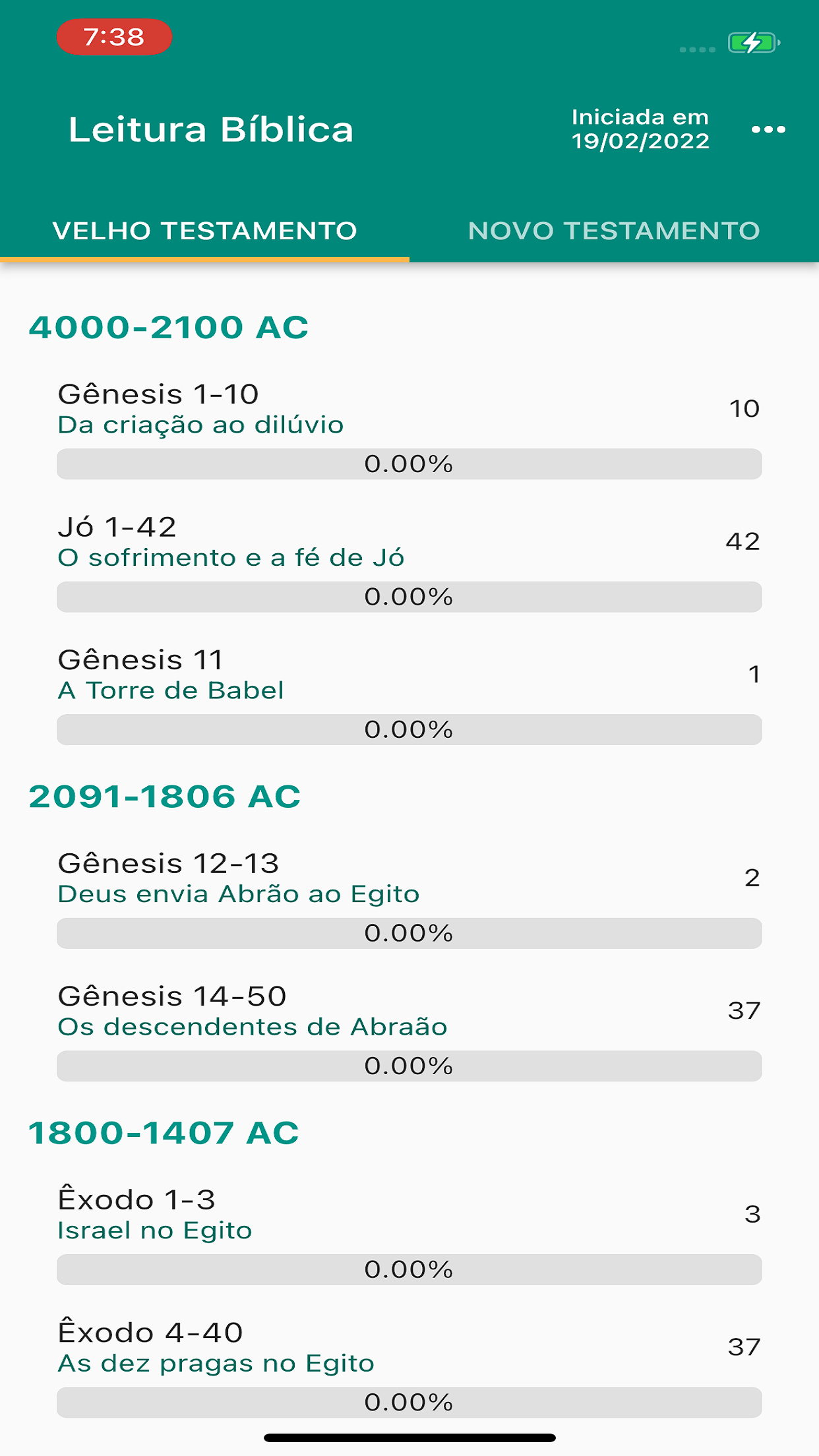 Captura de ecrã 1 da app Controle de Leitura da Bíblia