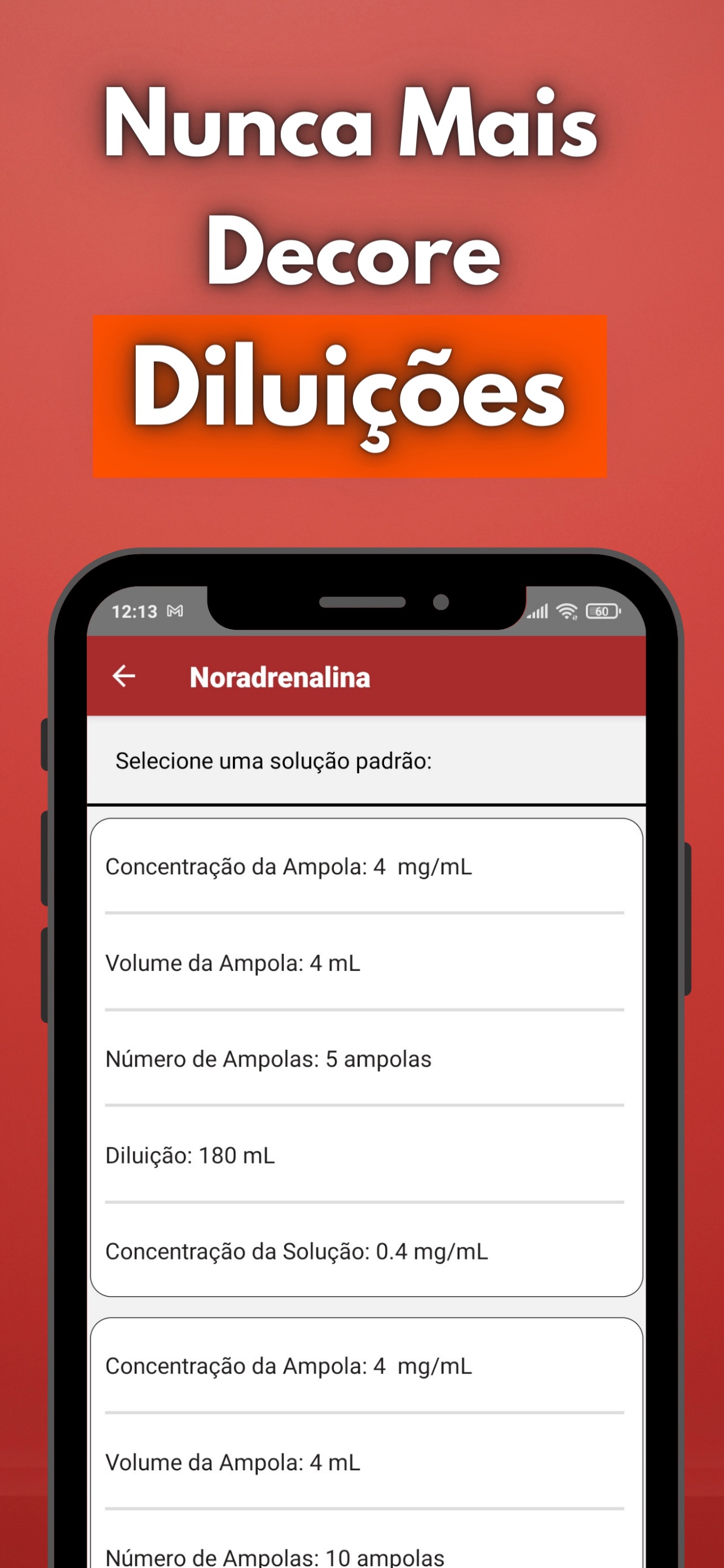 Captura de ecrã 2 da app Drugs Infusion: Dose certa IV