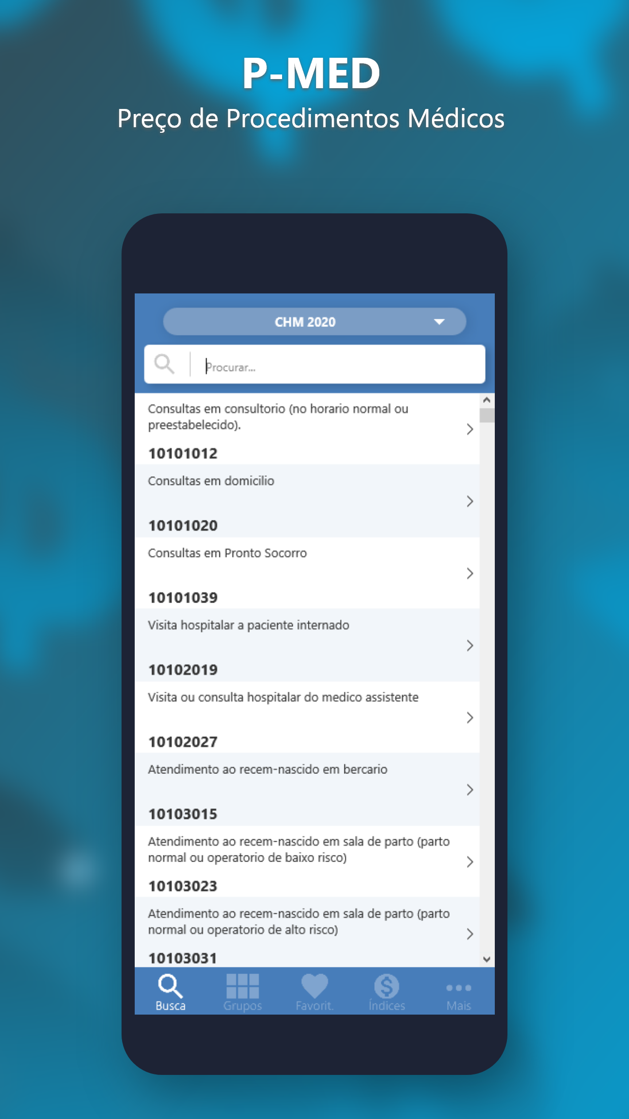 Captura de ecrã 1 da app PMED - Preço Médico TUSS CBHPM