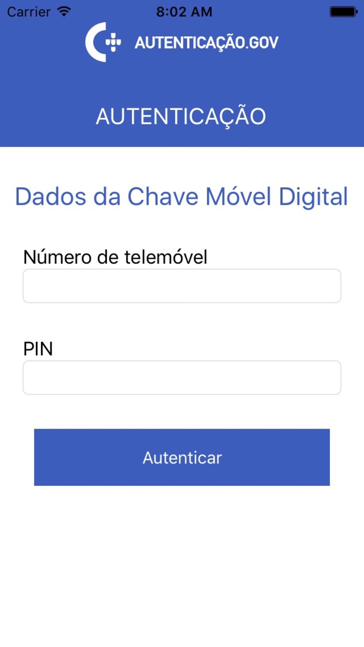 Captura de ecrã 2 da app Autenticação Gov