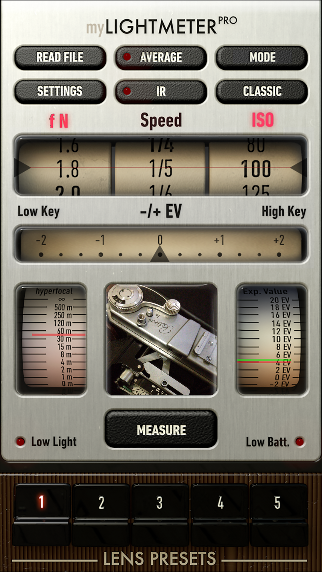 Captura de ecrã 1 da app myLightMeter PRO