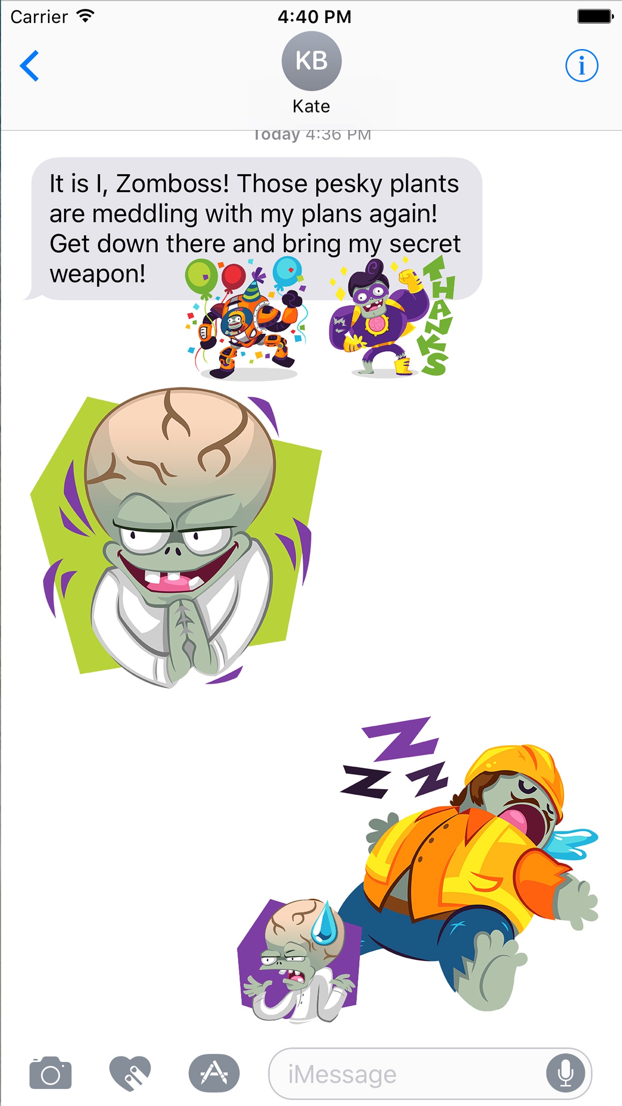 Captura de ecrã 1 da app Autocolantes Plants vs. Zombies(TM)