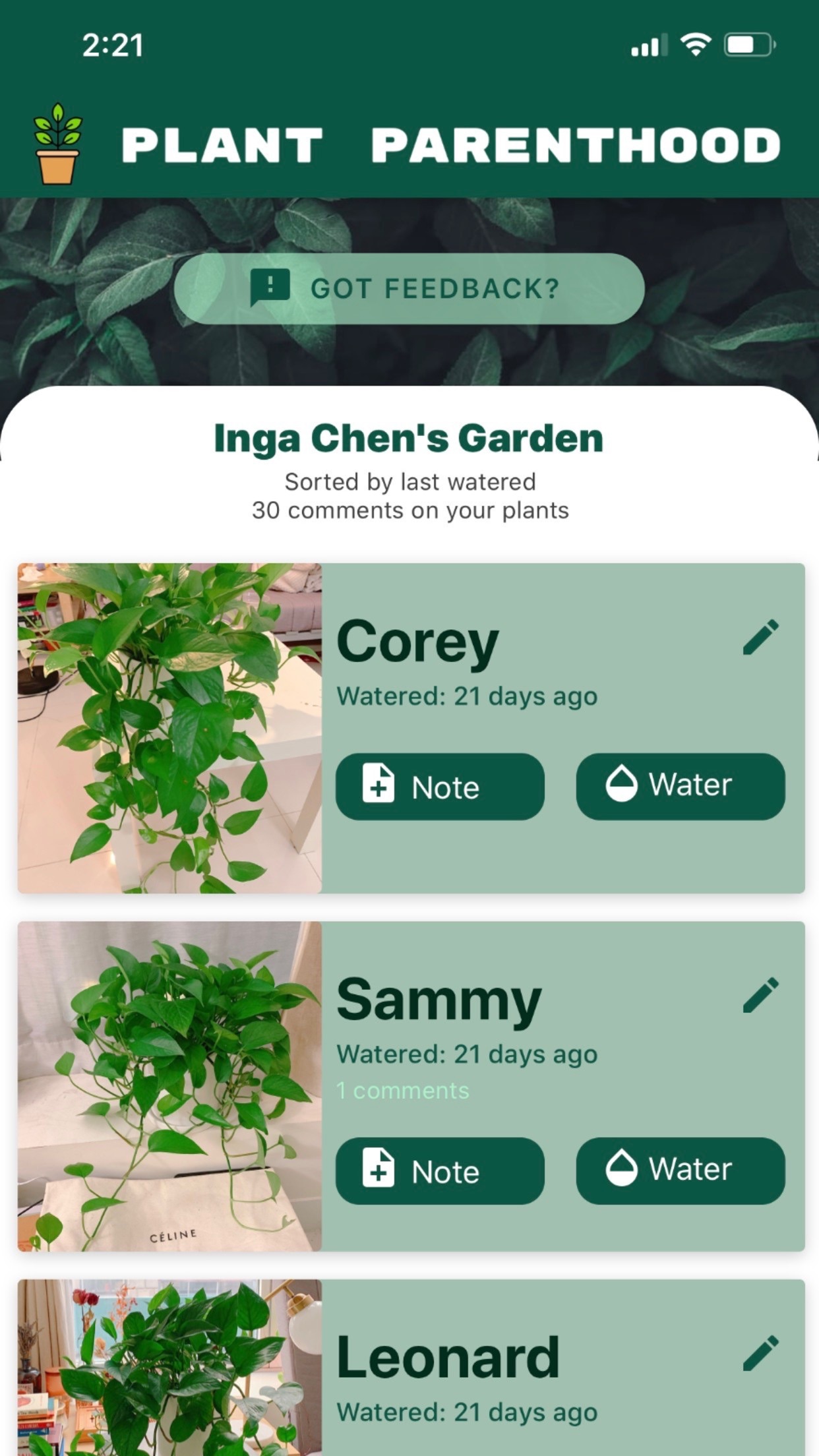 Captura de ecrã 2 da app Plant Parenthood