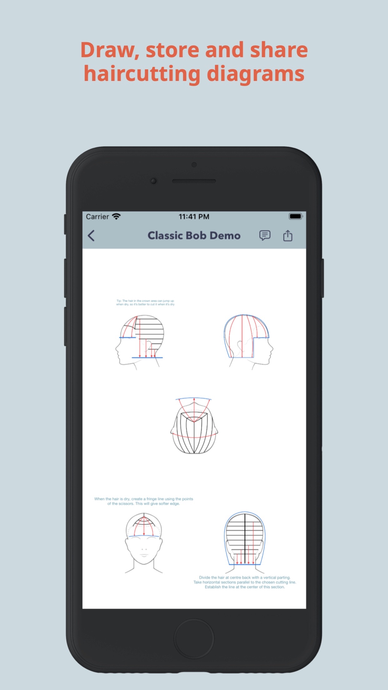 Captura de ecrã 2 da app Hairtechapp - Cutting Diagrams